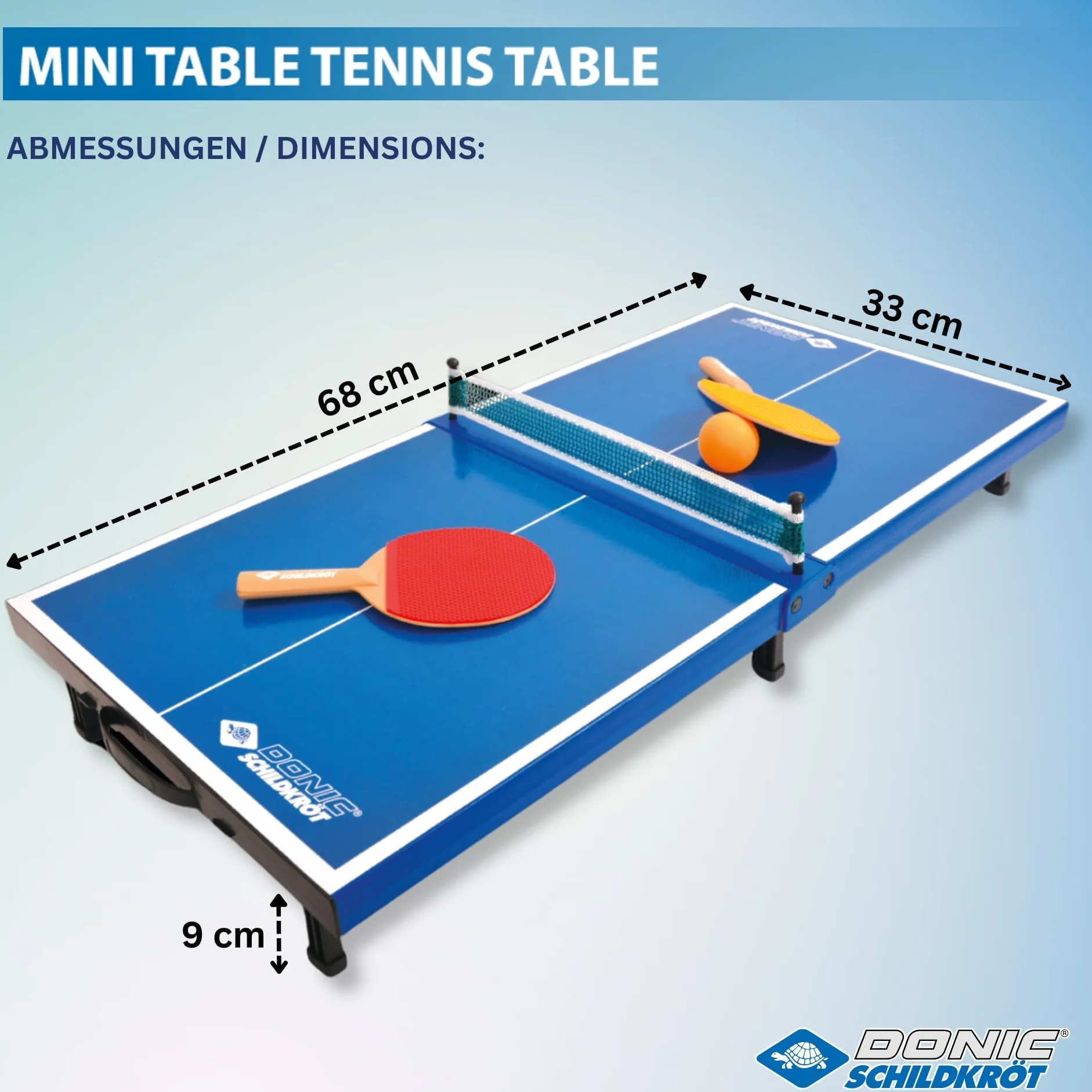 Donic-Schildkröt Mini Table de Ping-Pong Pliable avec 2 Raquettes et 1 Balle