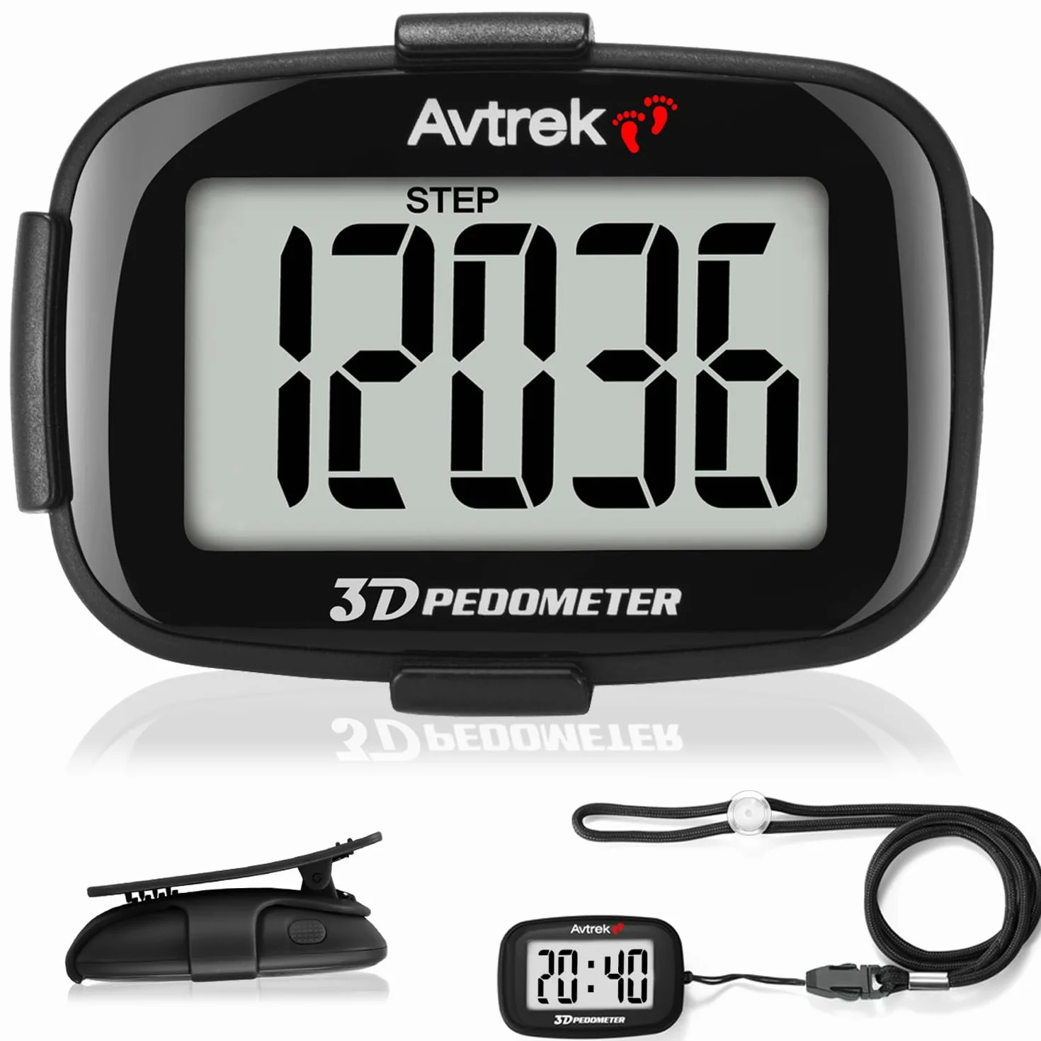 AVTREK Podomètre 3D Mini podomètre sans application sans Bluetooth pour marcher ou courir randonnée