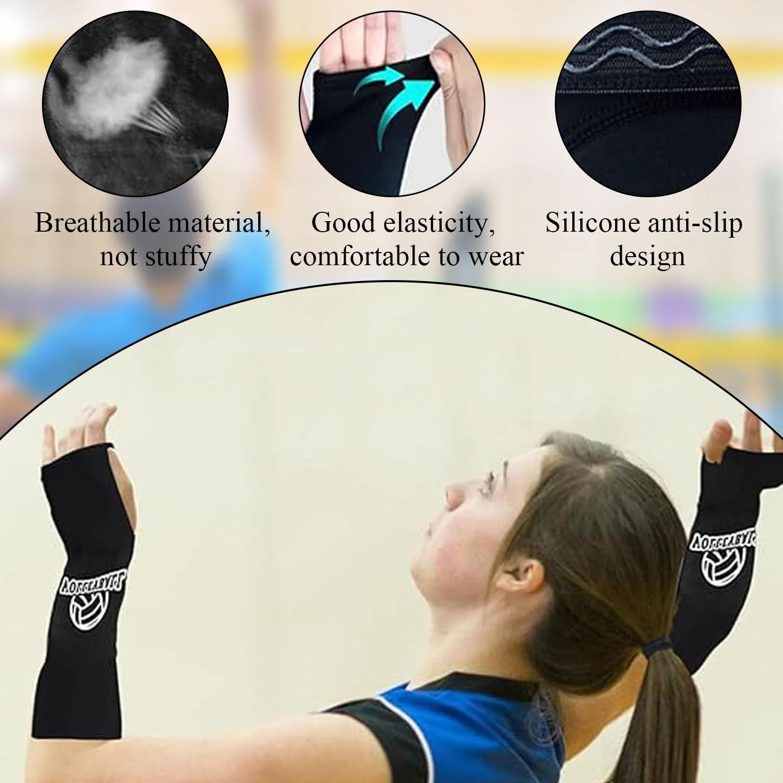 Protège-Bras de Volley-Ball pour Femmes, Manchon de Compression Volleyball avec Coudières, Accessoires d'Entraînement