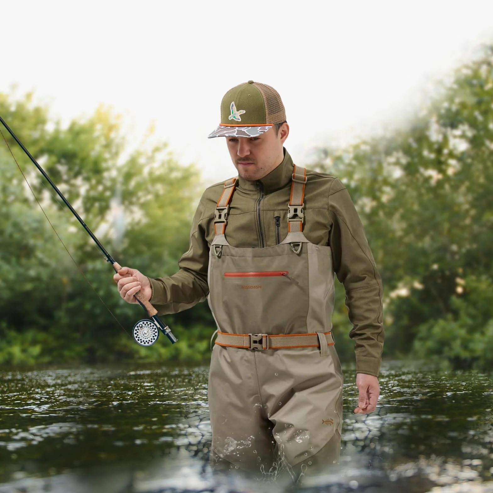 Bassdash Hommes IMMERSE Tan Waders Bottes de Pêche Imperméables Respirantes Légères