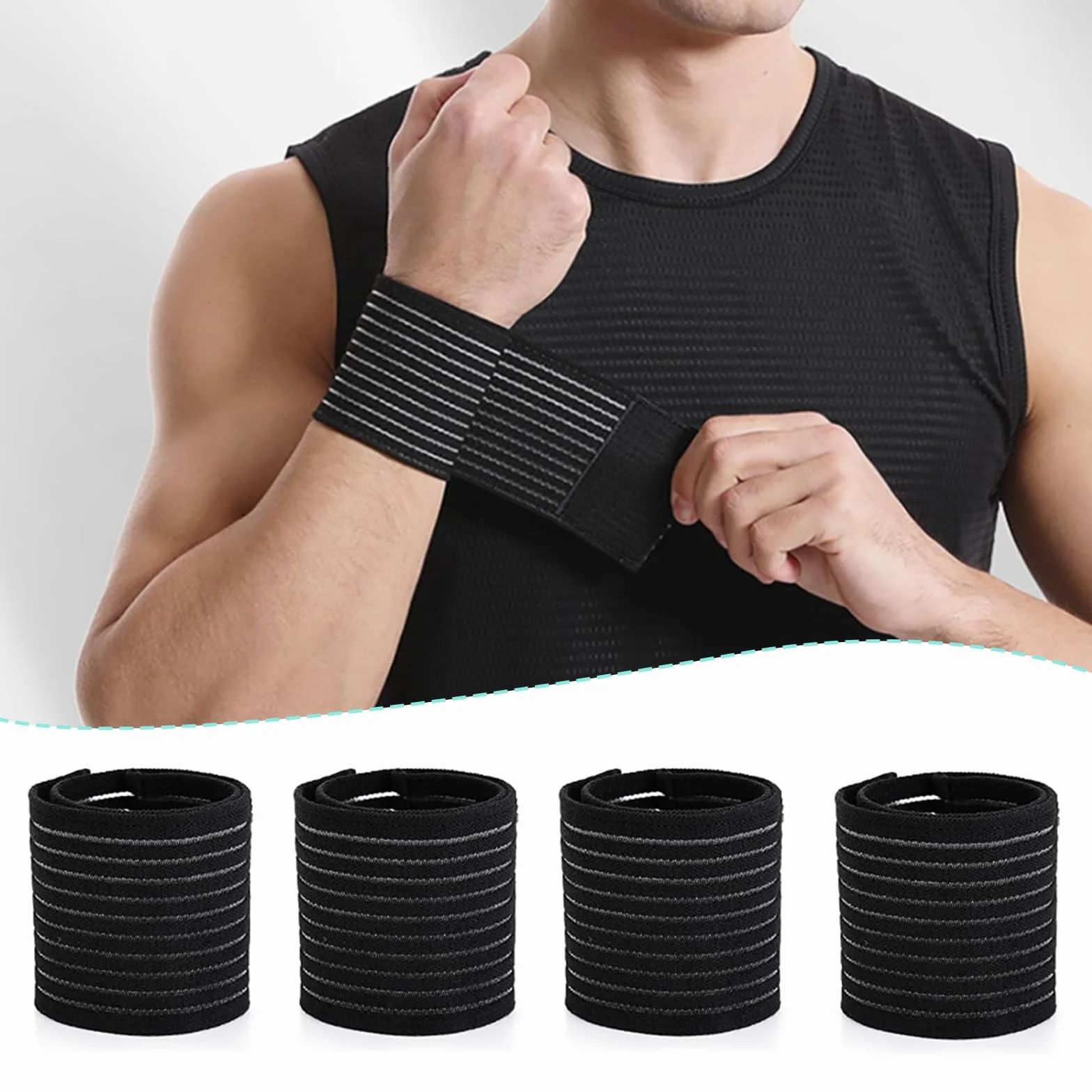 Protège-Poignet Respirant Élastique Ajustable en Polyester pour Tennis, Gym, Fitness Homme et Femme