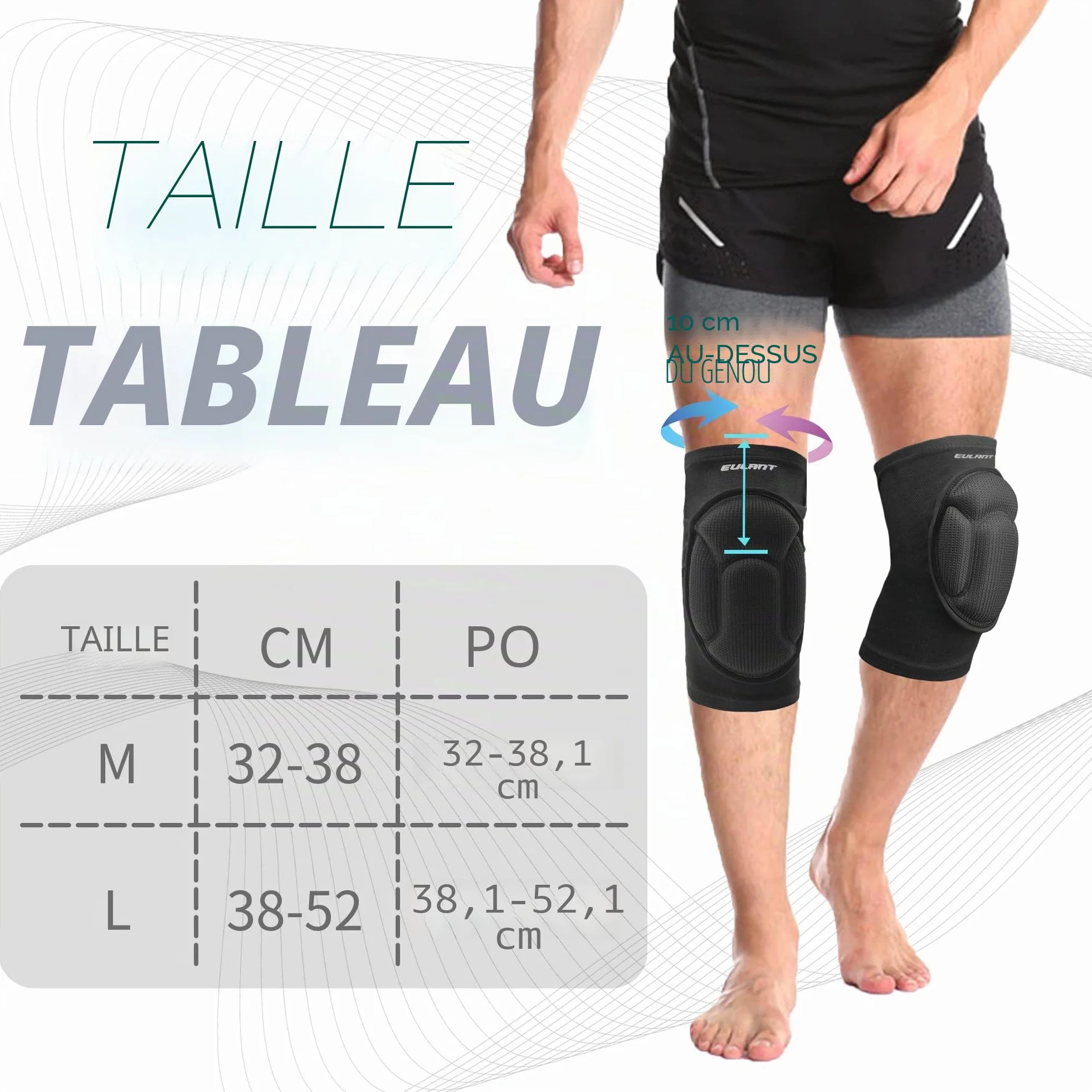 Genouillères Flexibles EULANT (1 paire) Protege Genoux Volleyball Danse Handball Football