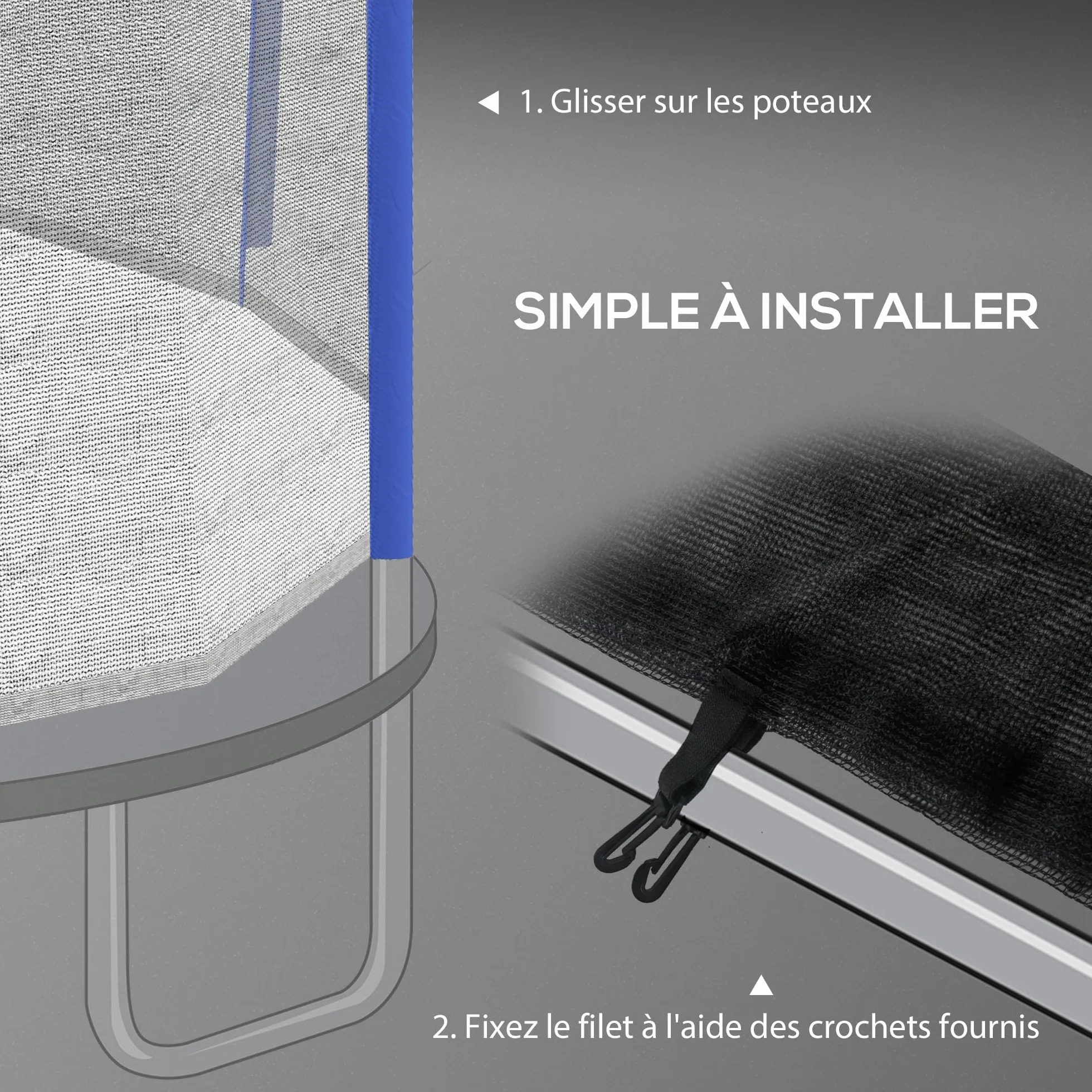 SPORTNOW Filet de Remplacement pour Trampoline Rond avec Entrée Zippée