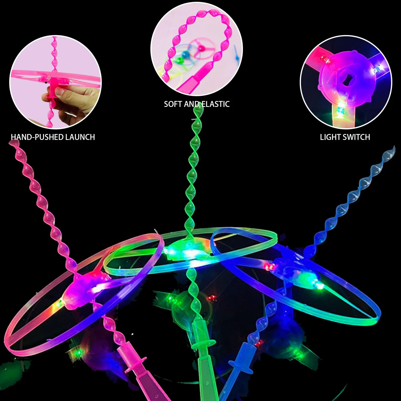 LUKIUP 24 Volant Lumineux LED Helicoptère Jouet Extérieur