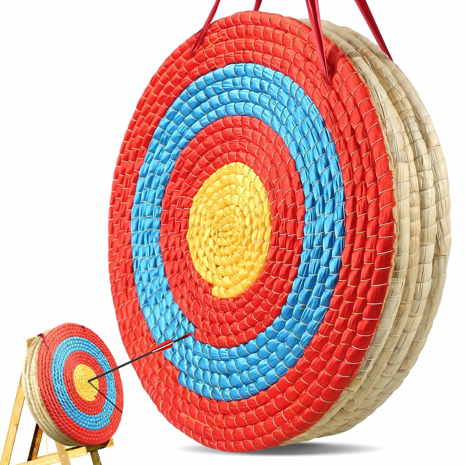 VEVOR Cible de Tir à l'Arc 50,8 cm Paille Traditionnelle Faite à la Main 10,16 cm Épaisseur 5 Couches pour Entraînement Archerie Plein Air