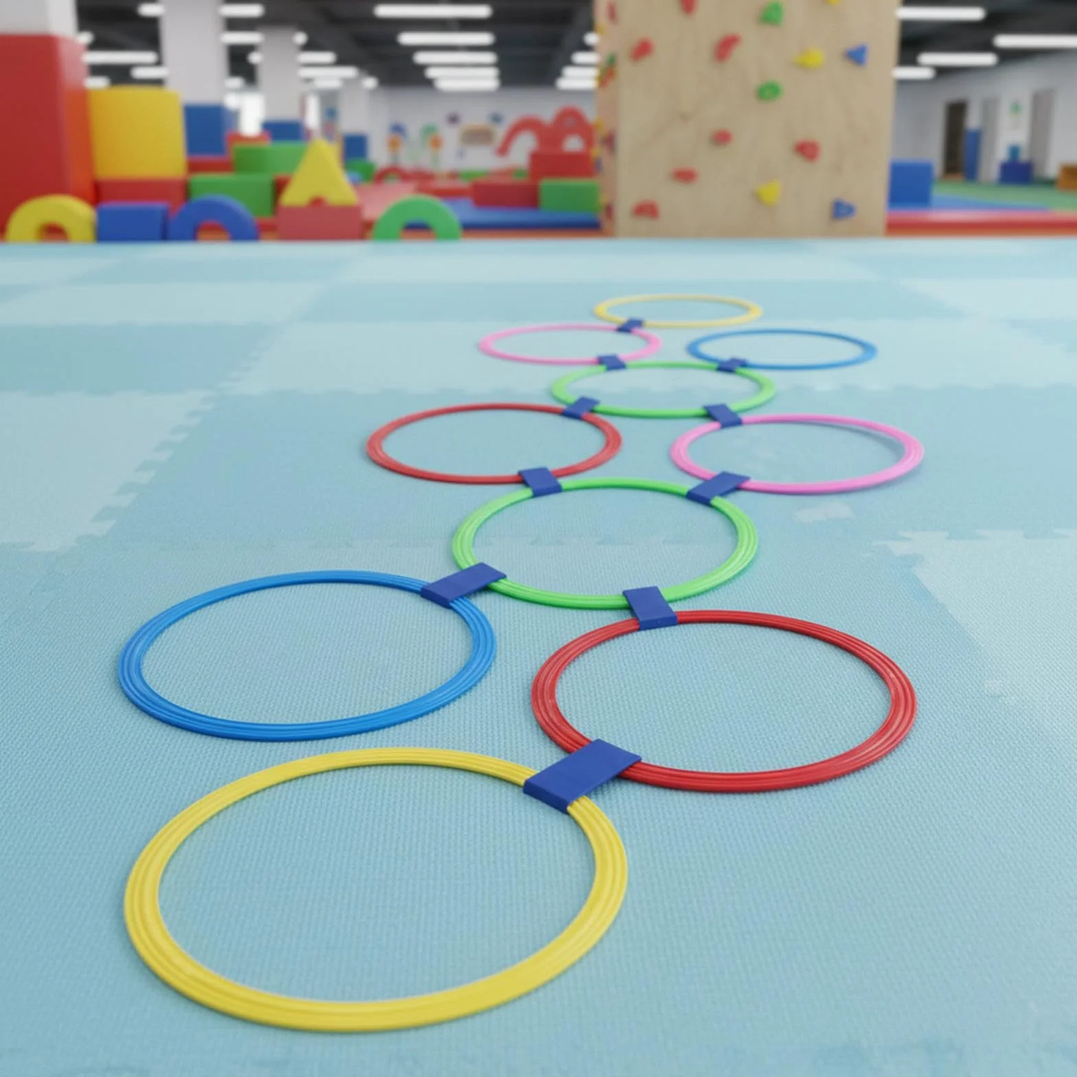 Jeu d'anneaux de Marelle 10 Pièces 38cm Cerceaux d'agilité Multicolores pour Enfants avec Sac de Lancer
