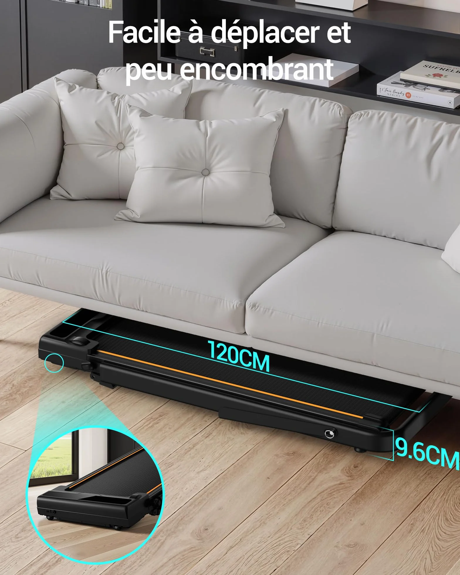 UMAY Tapis de Course Pliable Inclinable 16%, 10KM/H, Affichage LED, Télécommande, 3.0 CV, Max Charge 136KG