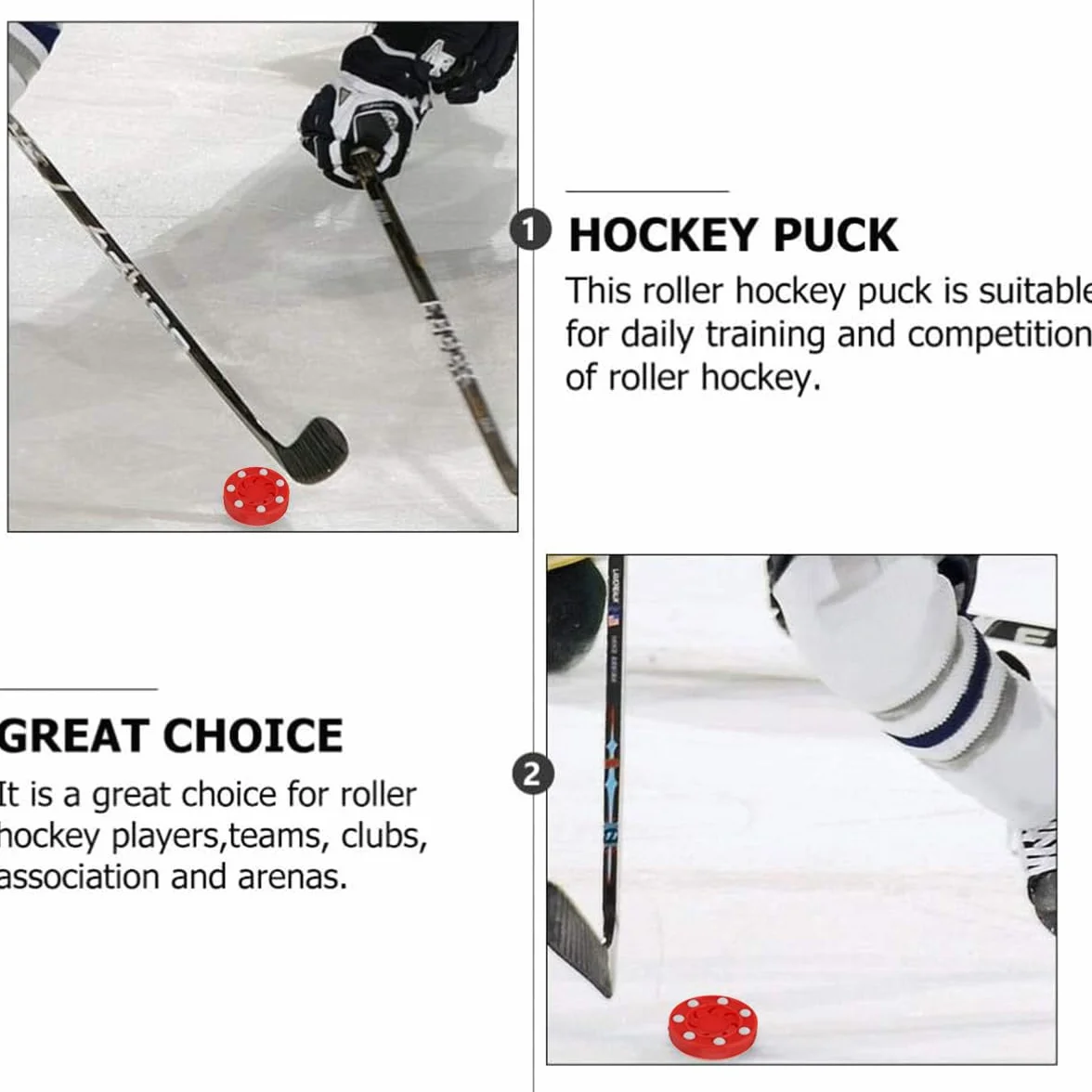Palet de Hockey sur Route pour Entraînement, Roller Hockey Jeu d'Entraînement, Intérieur Extérieur Rouge