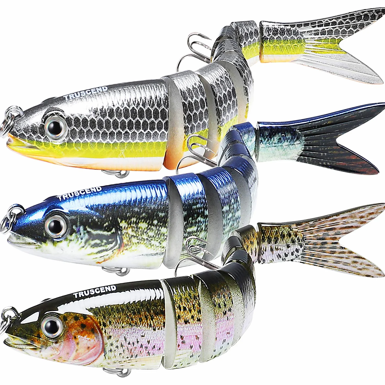 TRUSCEND Leurres de Pêche Swimbait Réaliste pour Bar Truite Crapet Eau Douce Salée