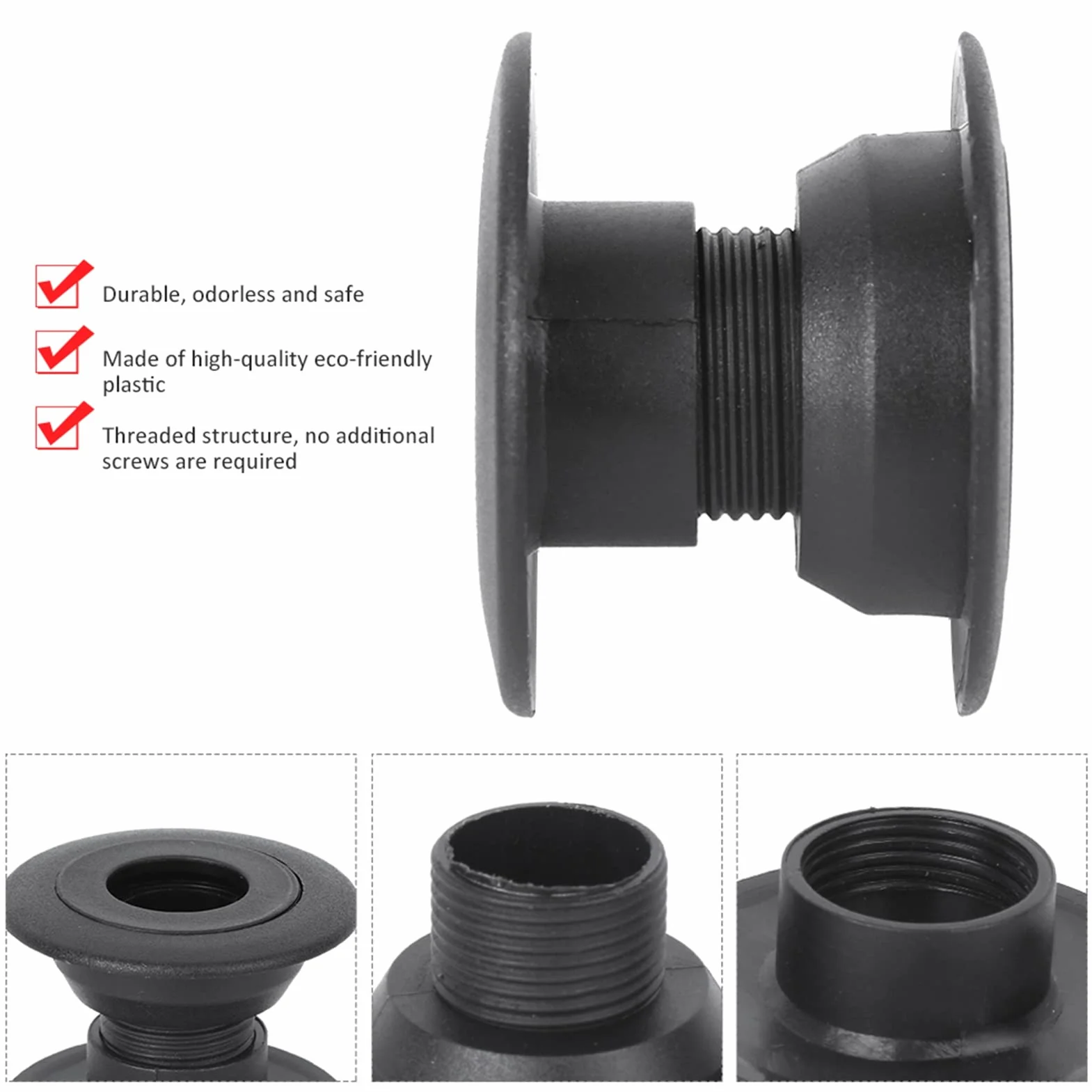 Accessoire de Roulement de Baby-Foot Noir, Structure Filetée à Hauteur Réglable en Plastique