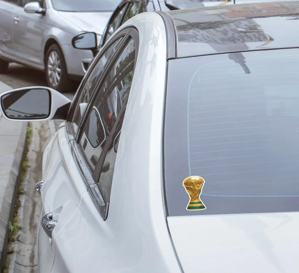 PACK AUTOCOLLANTS STICKERS Trophée Victoire Football Or Coupe du Monde vinyle Résistant Eau Uv Découpe Forme Déco Sport Fan Foot Mondial 9cm