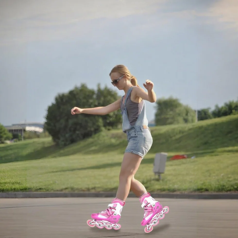 Patins à roulettes réglables Enfant Fille 3-9 Ans Lumières Débutants