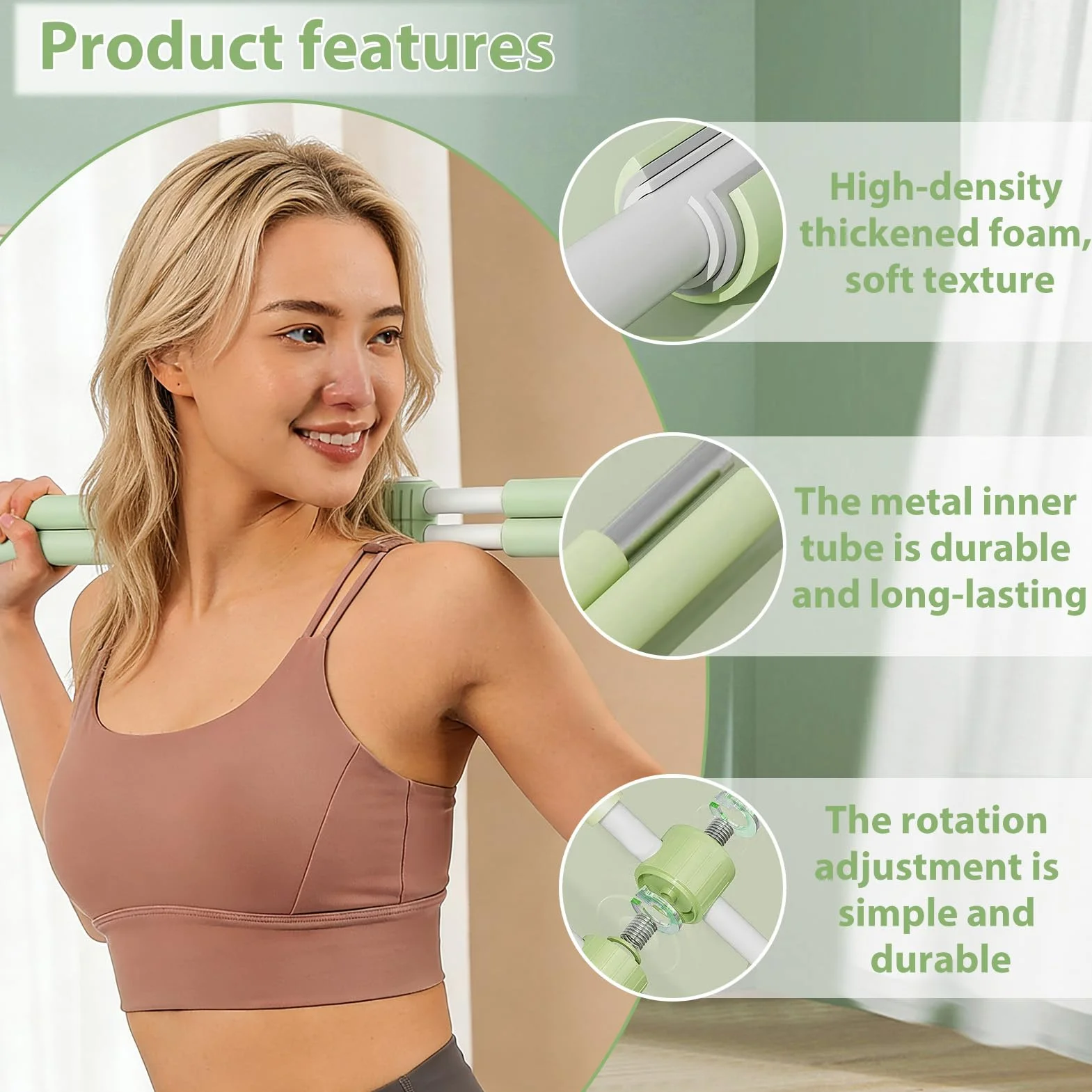 Bâtons De Yoga 80 cm Correcteur de Posture Redresseur de Dos Équipement Fitness