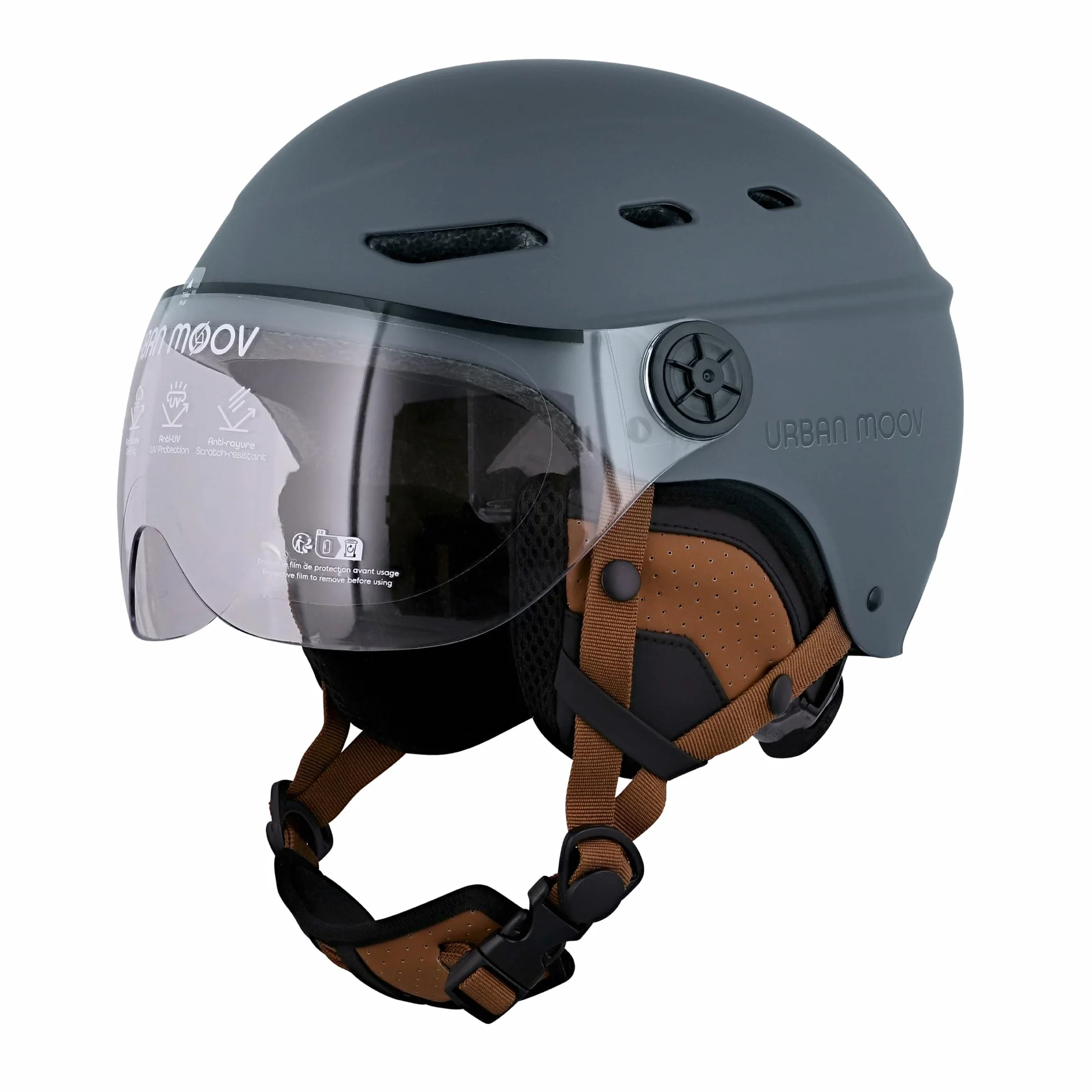 Casque de Protection Vélo Trottinette Electrique T'nB Visière Transparente Réglage Molette Caches-Oreilles Détachables