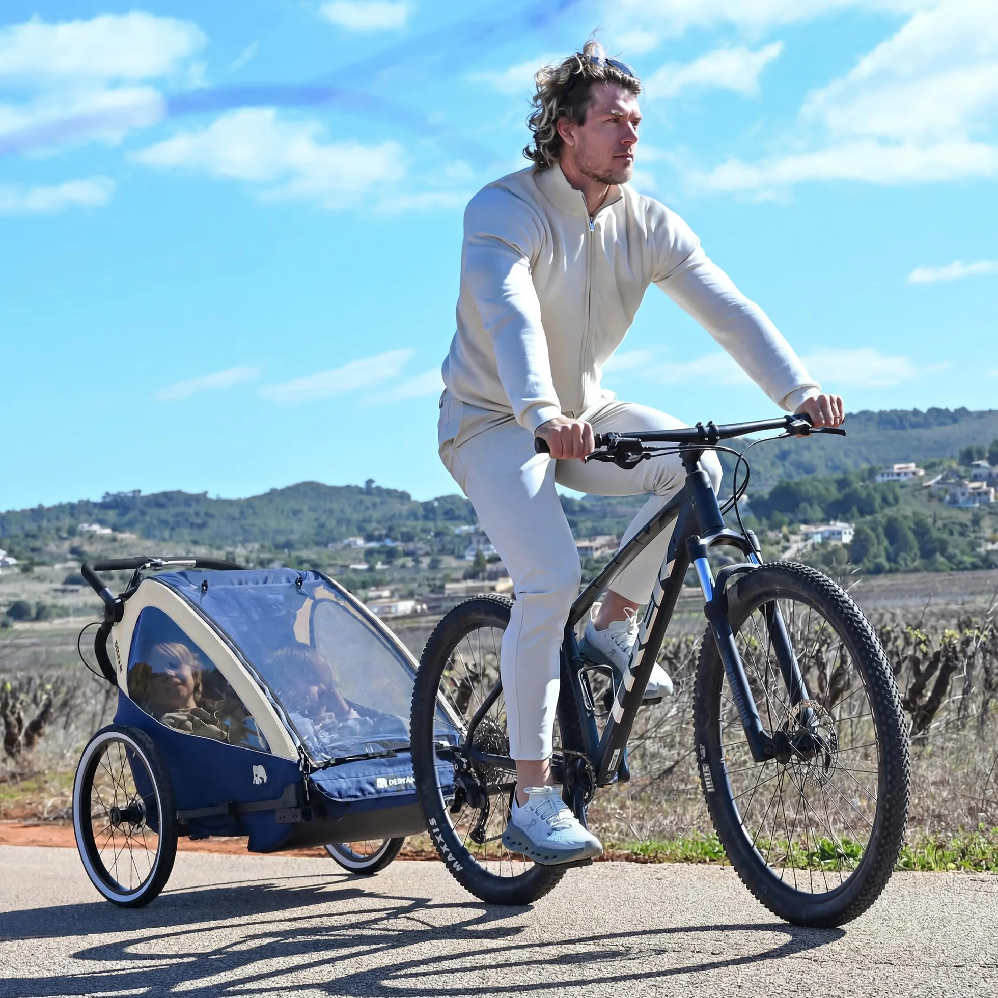 Deryan Remorque Vélo 2 Enfants 3en1 Poussette Duo