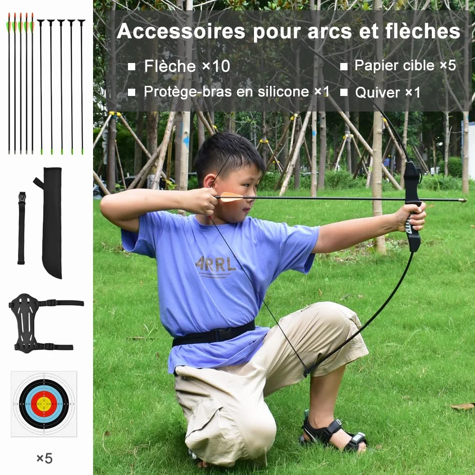 Arc et flèche pour Adolescents Ensemble de tir à l'arc 15lbs/13lbs Entraînement Cour Extérieur