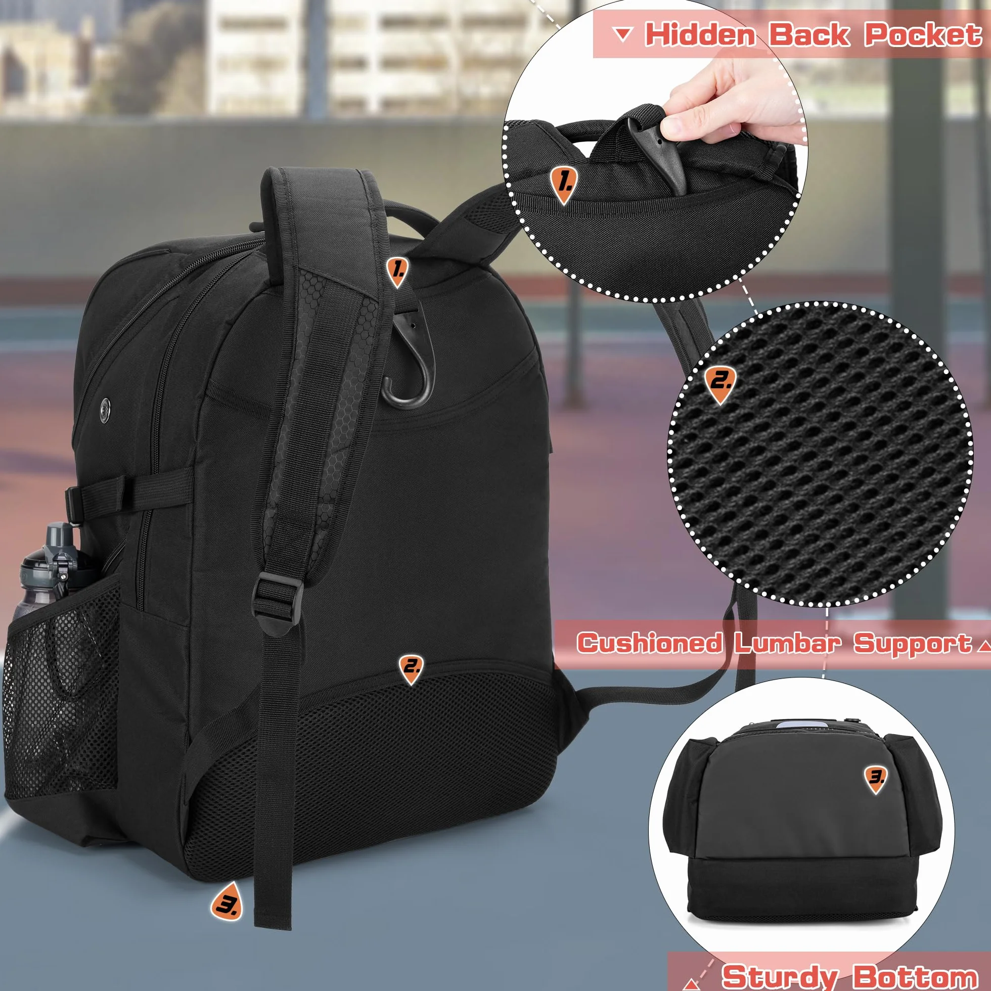 DSLEAF Sac à Dos de Basket-Ball pour Homme avec Compartiment pour Ballon et Chaussures