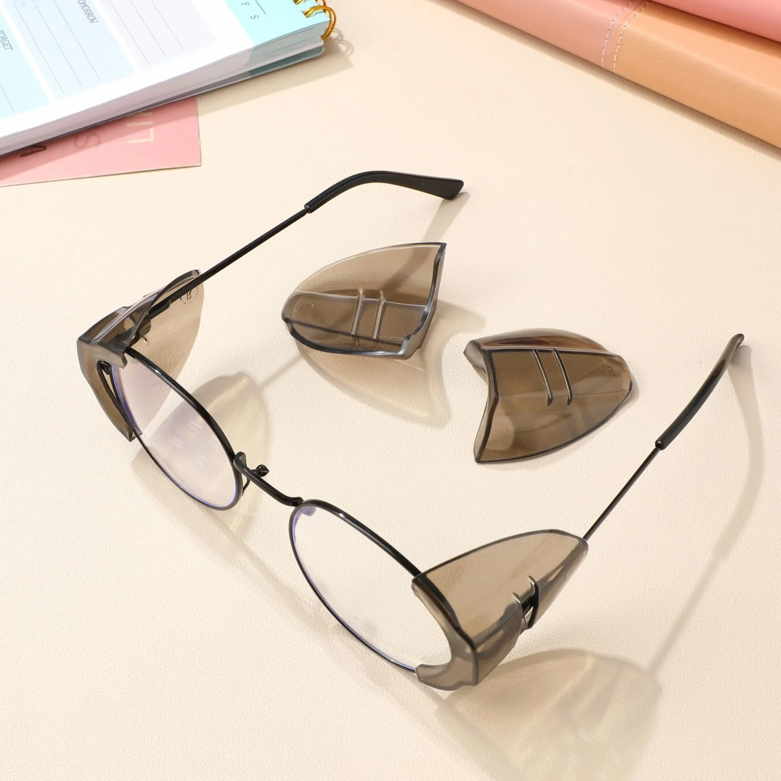 SEWACC 2Paires Protection Latérales Amovibles Tpu pour Lunettes de Sécurité Marron Foncé