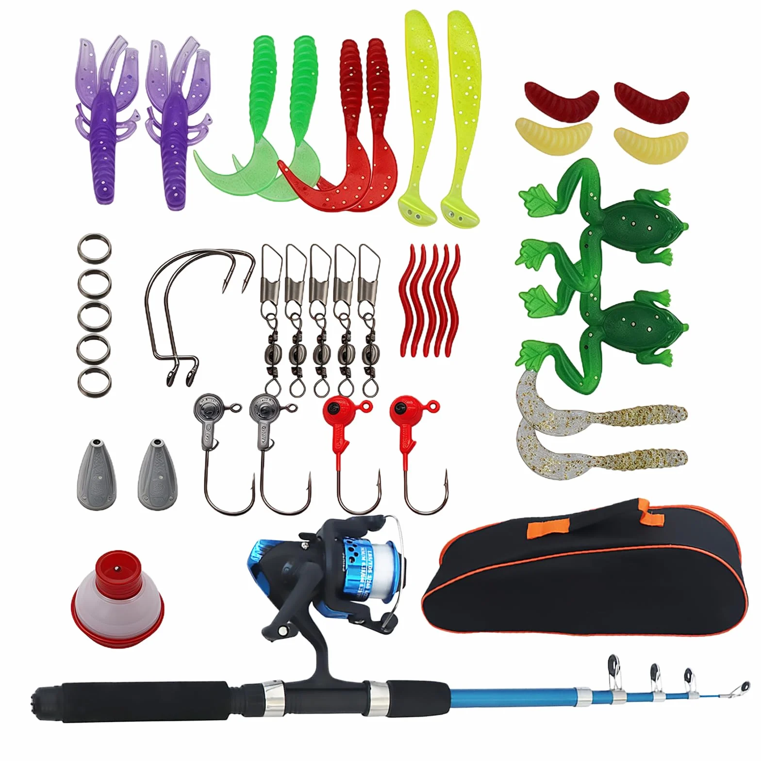 Kit de Canne à Pêche pour Enfants 150cm avec Moulinet et Leurres, Ensemble Complet avec Sac de Transport
