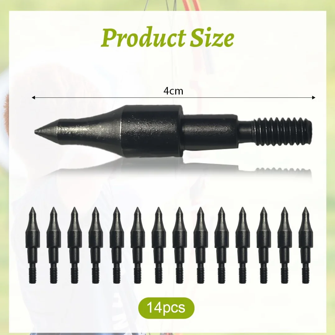 Pointes de Flèches Acier Inoxydable 100 Grains pour Arc et Arbalète de Chasse 14 Pièces