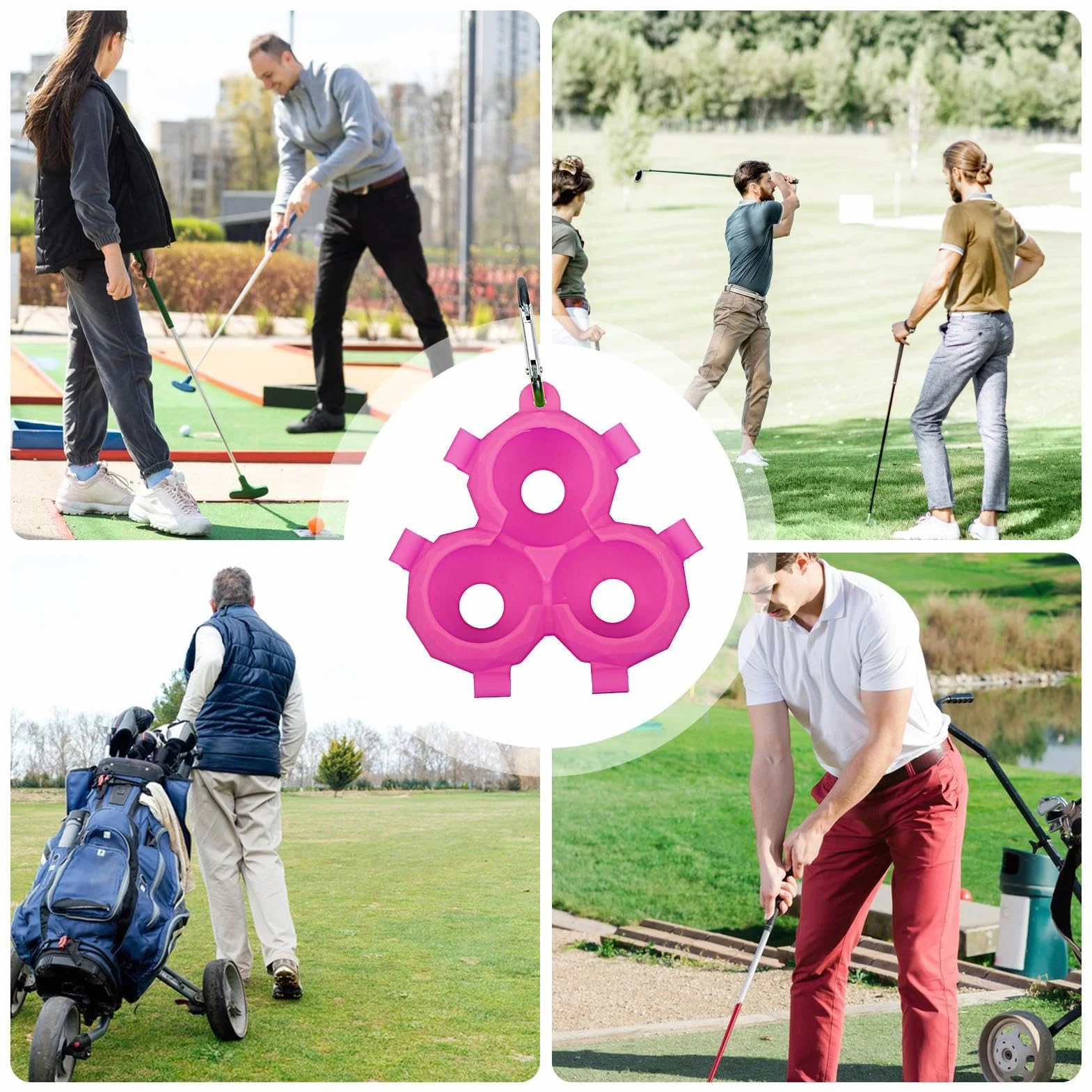 Support pour balles de golf, housse en silicone pour 3 balles, accessoire de golf portable, lilas