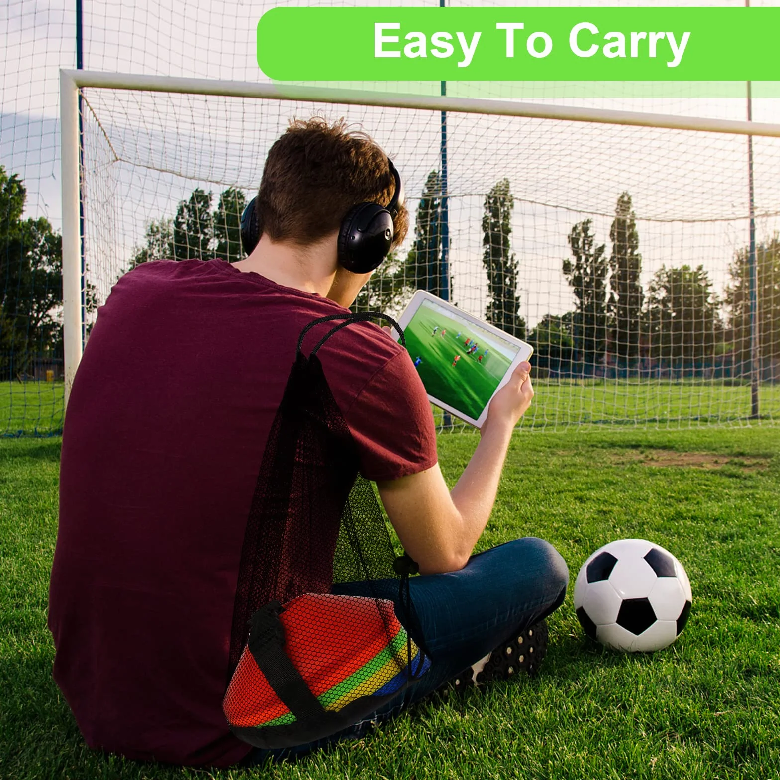 Plots De Marquage pour Football Cône Lot 50 Pcs Cônes Disque Entraînement avec Sangle Fixe Poche Filet 5 Couleurs