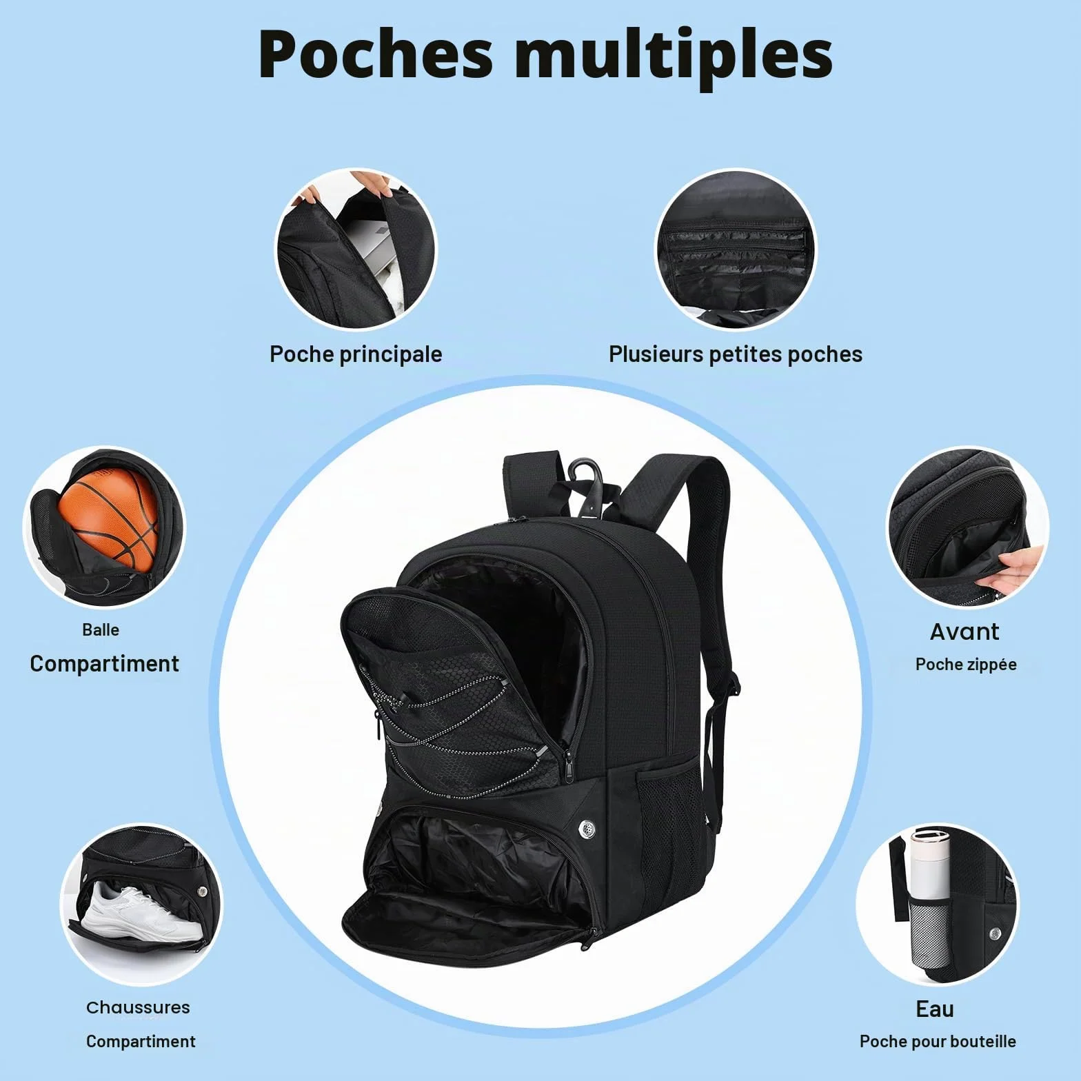 MoKo Sac à Dos Basket-Ball Football avec Compartiments séparés