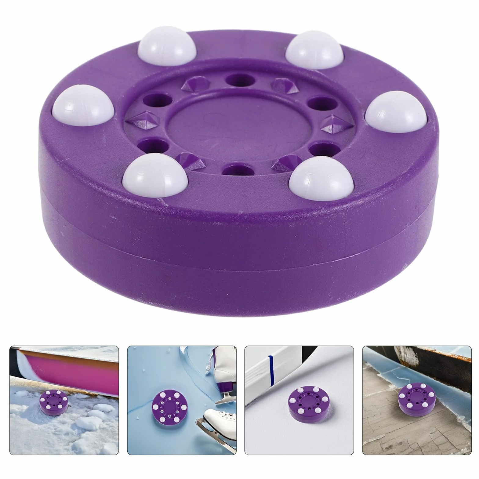 BESPORTBLE Palet de Hockey Hors Glace Pourpre 2pcs Taille Officielle Design Optimisé Six Billes Léger