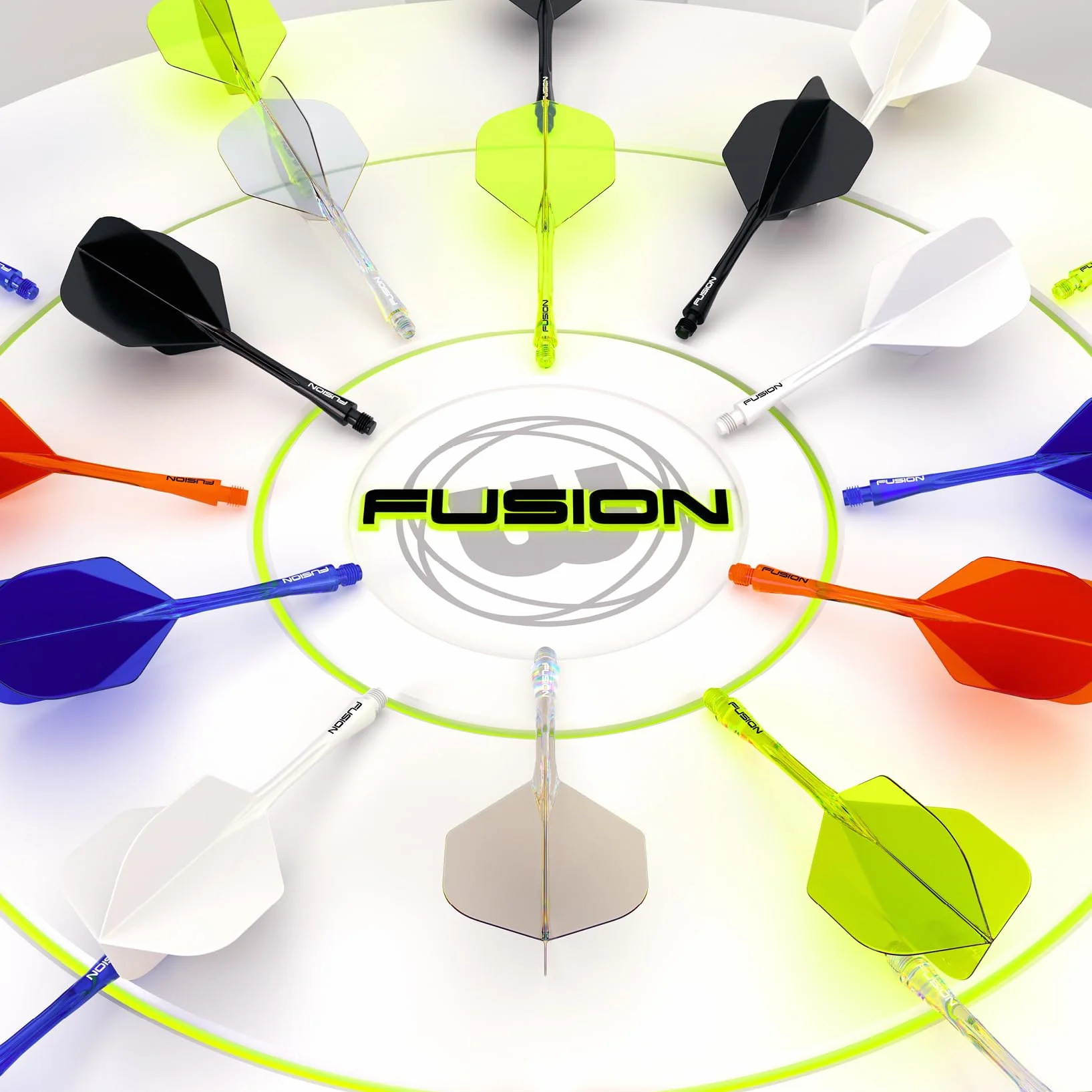 WINMAU Darts Fusion Système intégré de vol et d'arbre No.2 Forme et Design
