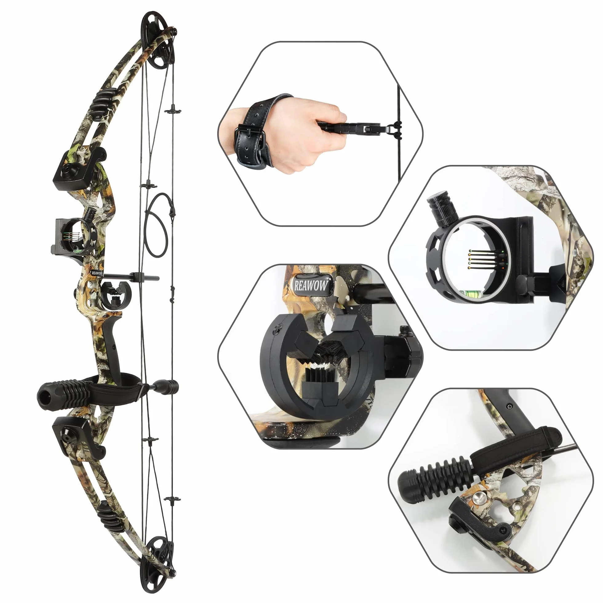 Kit Arc à Poulies Compound Réglable 30-40 Livres 310 FPS Chasse Adultes