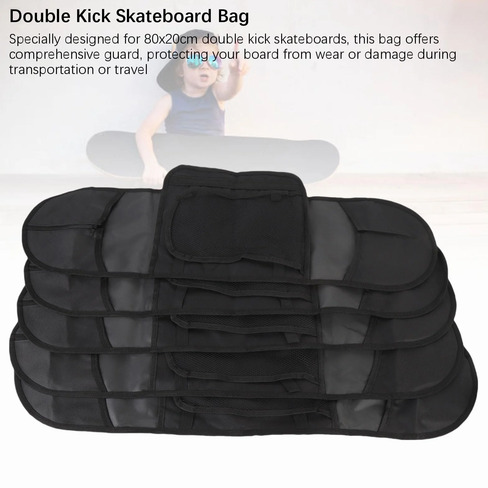 Sac à Dos de Skateboard 5 Pièces Portable Bandoulière pour 80 x 20 cm Double Kick