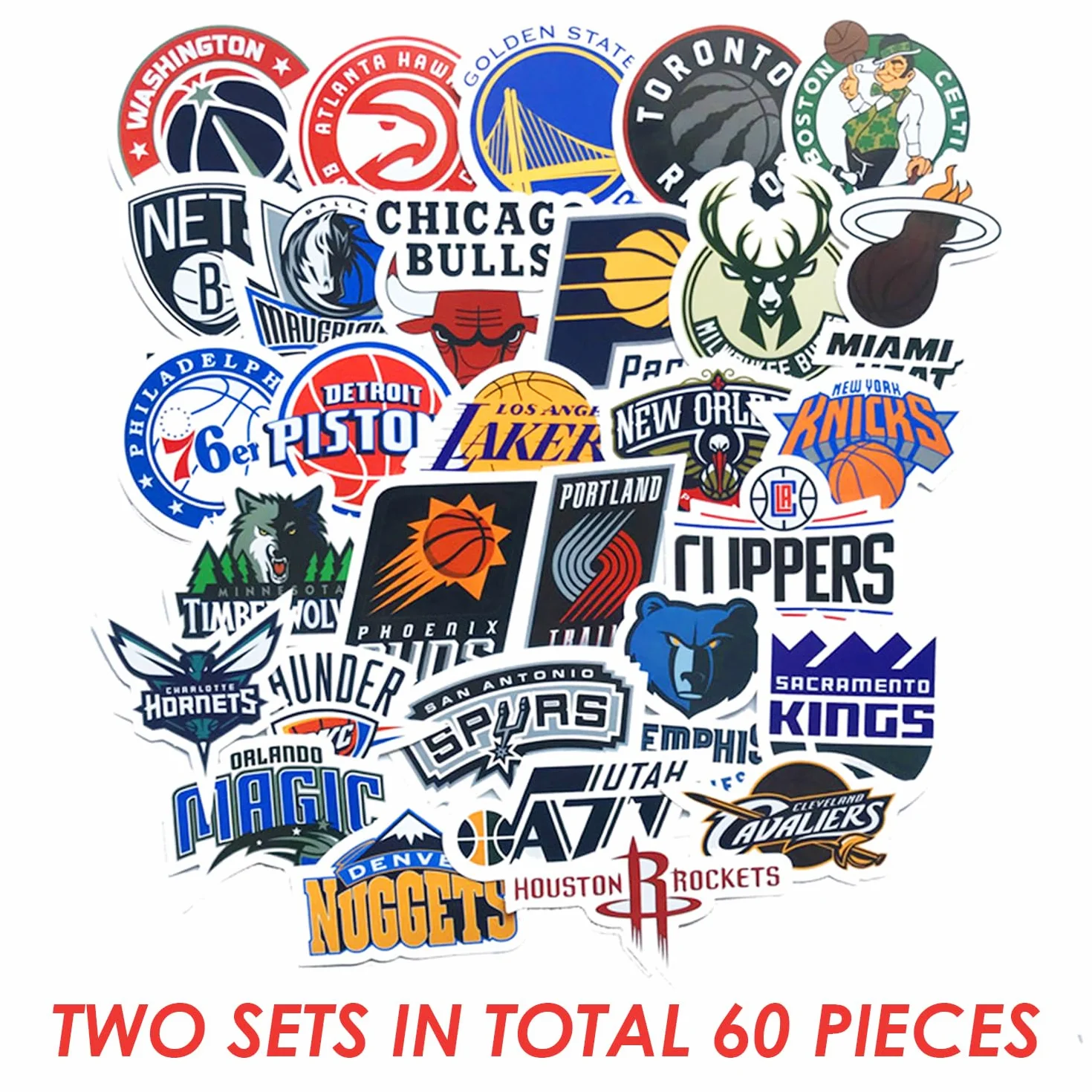 Autocollants NBA 60 Pièces Décoration Basket-Ball Tasse Bagages Bricolage Cadeaux