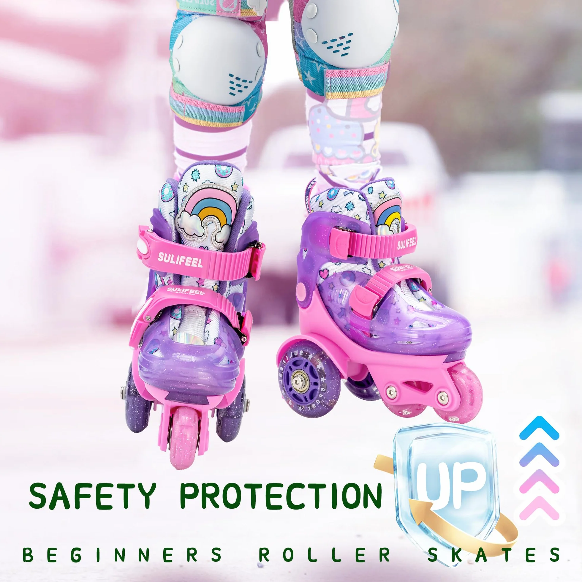 Patins à roulettes Ajustables Enfants Filles Garçons Roues Lumineuses Débutants Intérieur