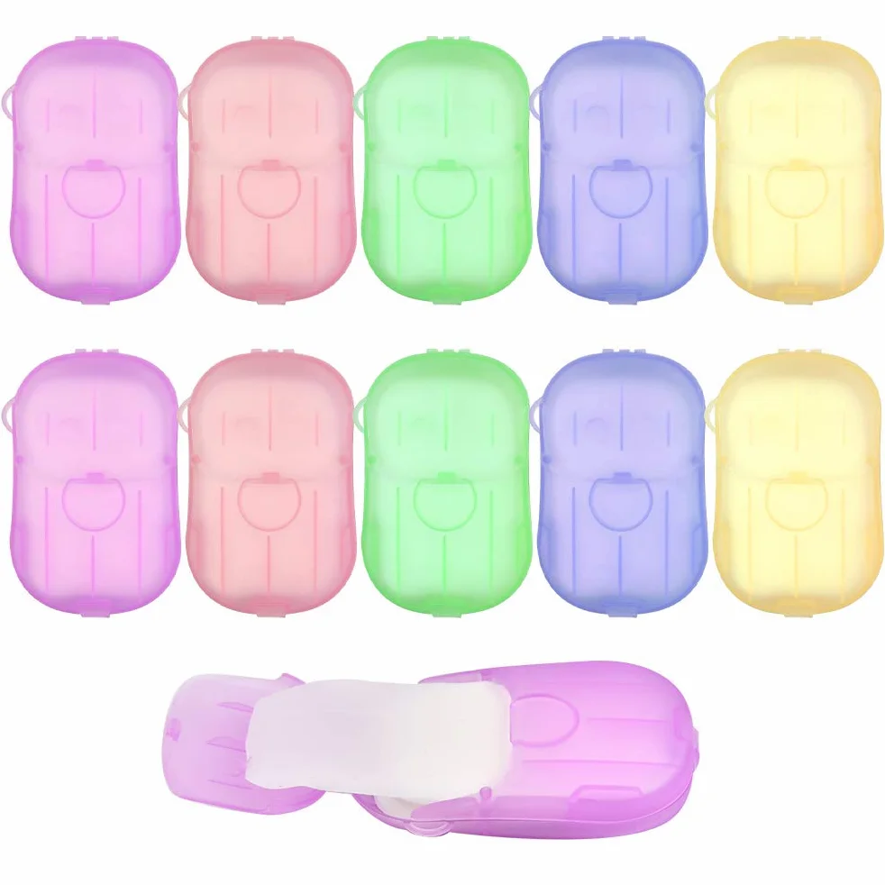 TIMESETL Savon en Papier jetables 200 Feuilles 10 boîtes Portable Camping Lavage Plein air