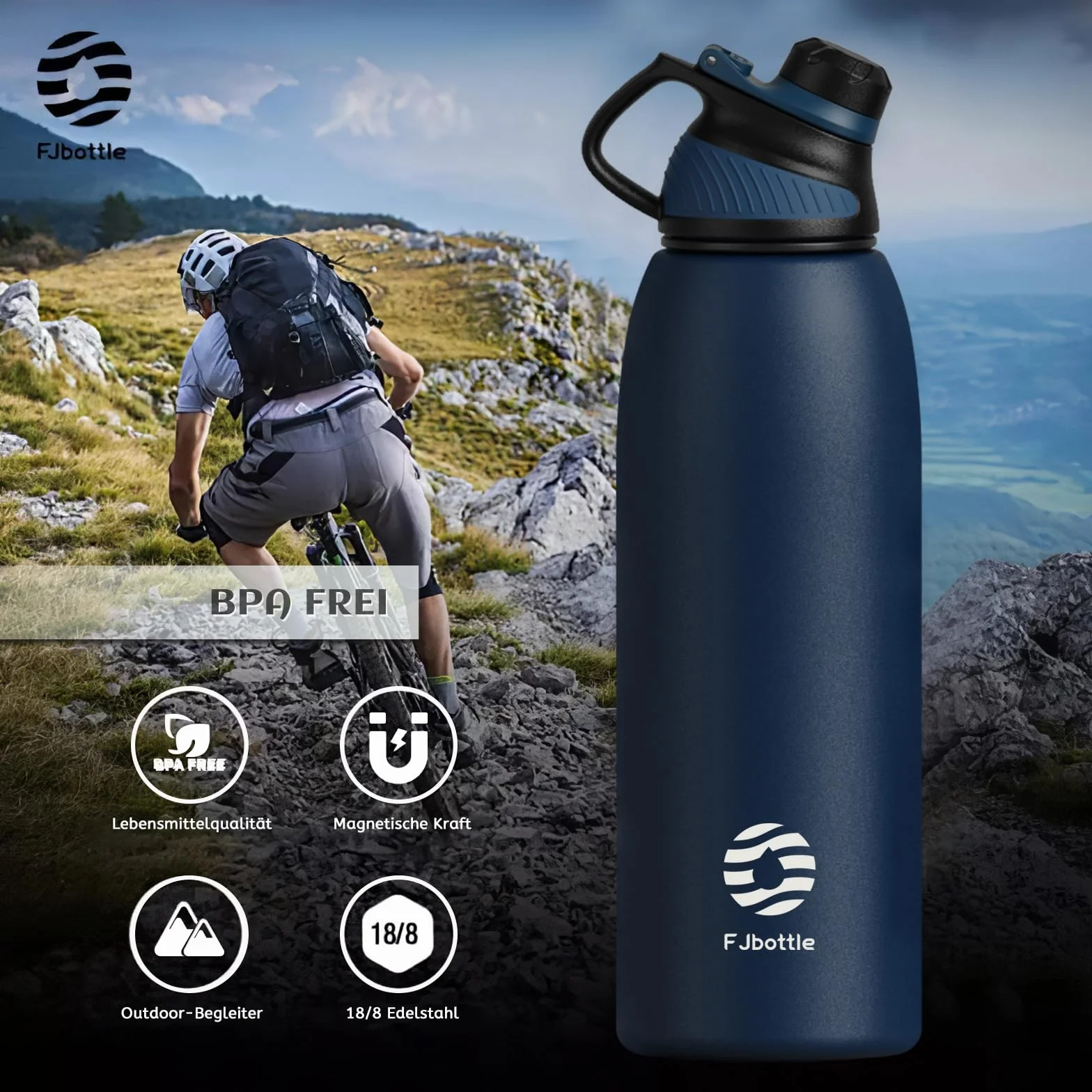 Gourde Isotherme avec Couvercle Magnétique - Bouteille Inox sans BPA 400ml-1.5L pour Sport, Gym, Voyage