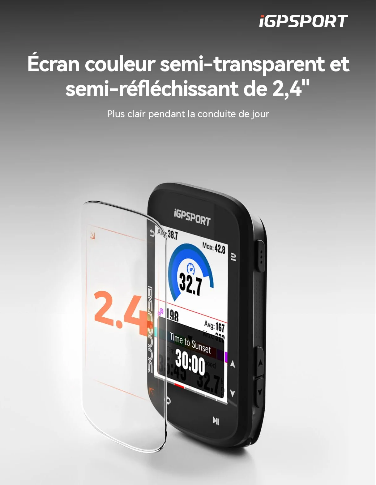 iGPSPORT BSC200S Compteur Velo GPS sans Fil 2.4" Écran Couleur Navigation Routière 100 Données