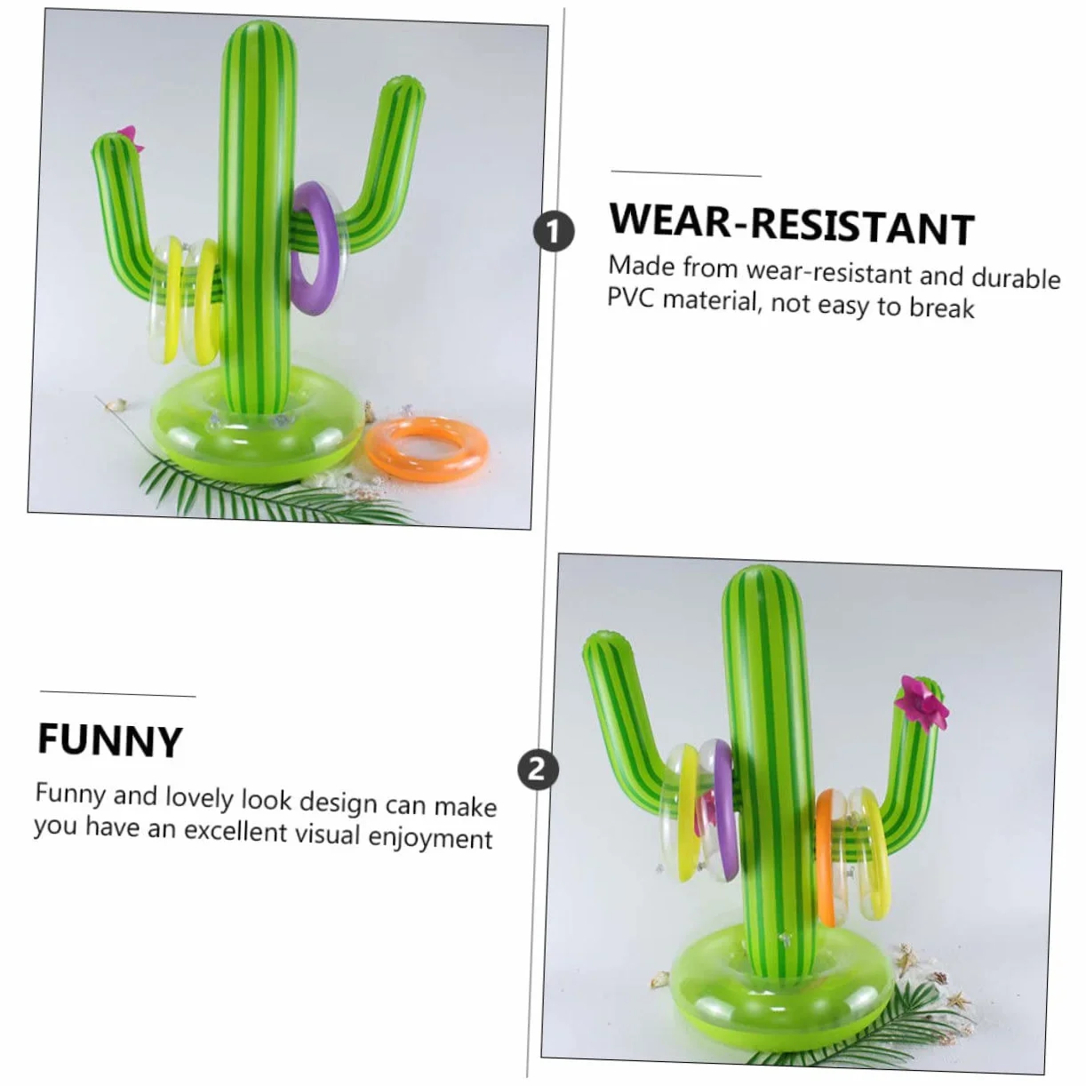 Jeu Anneaux Gonflables Cactus de Plage à Lancer Vert