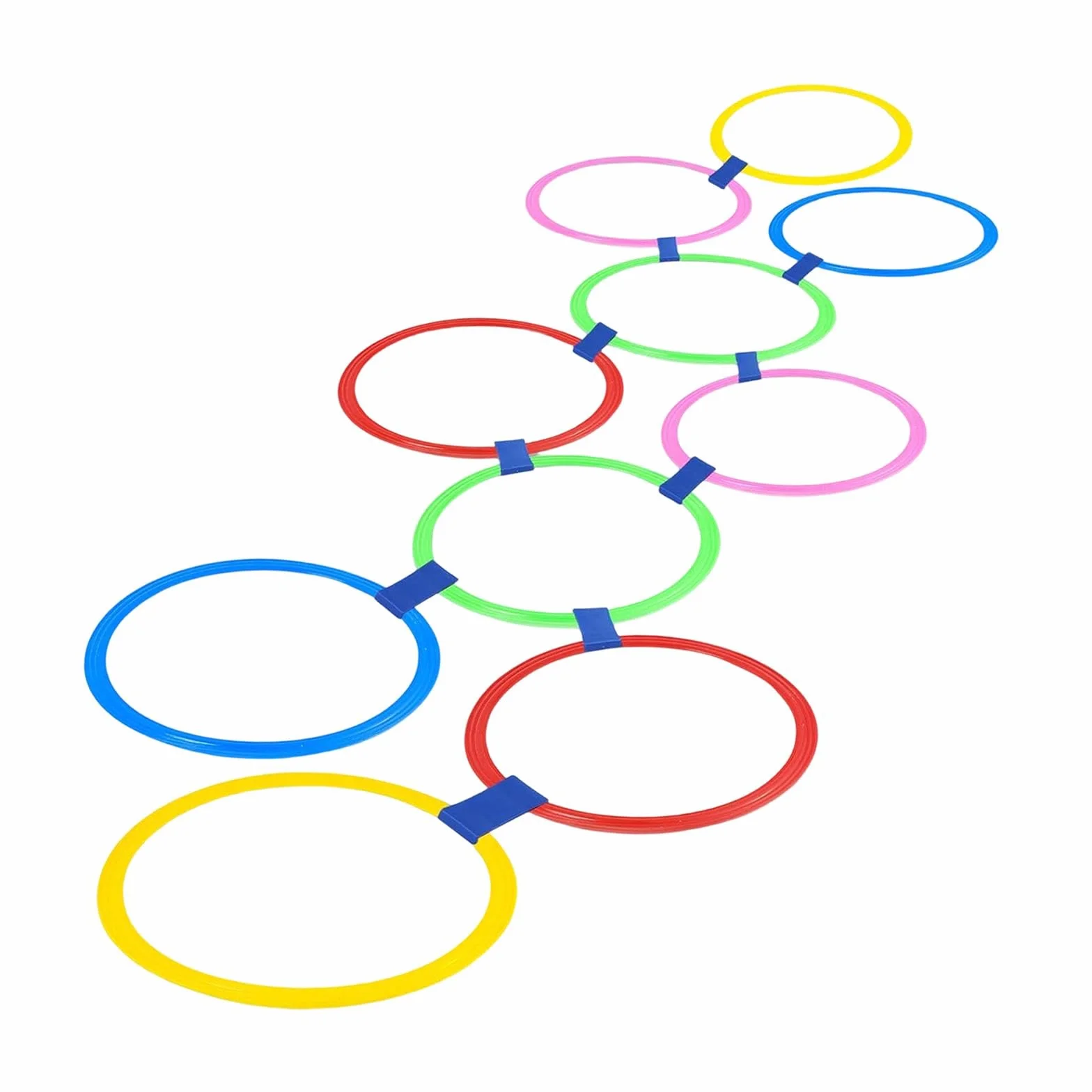 Jeu d'anneaux de Marelle 10 Pièces 38cm Cerceaux d'agilité Multicolores pour Enfants avec Sac de Lancer