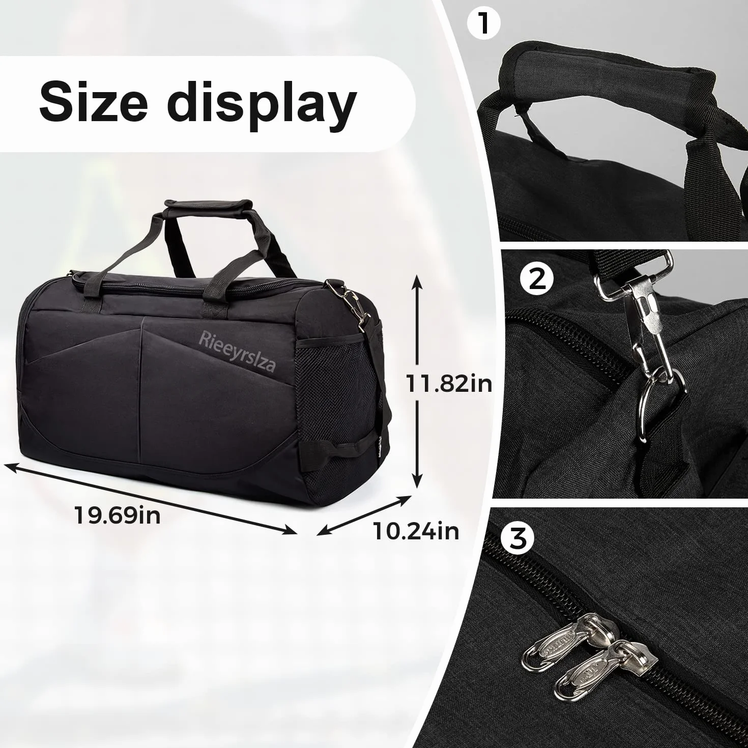 Sac de Sport 40L Compartiment Chaussures Waterproof Noir