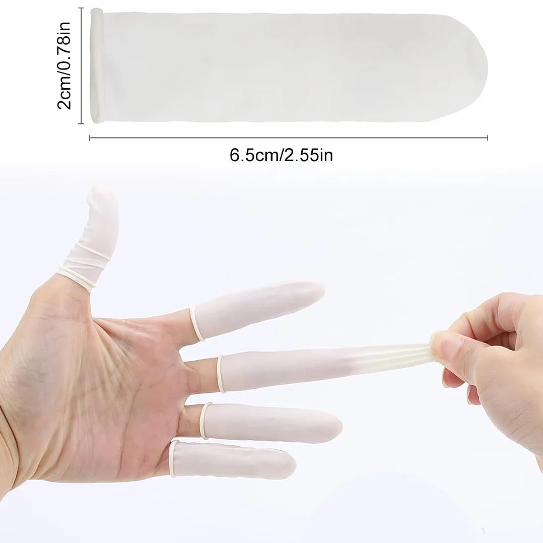 Doigtiers en Latex 100pcs, Doigts de Protection Imperméables pour Tatouage
