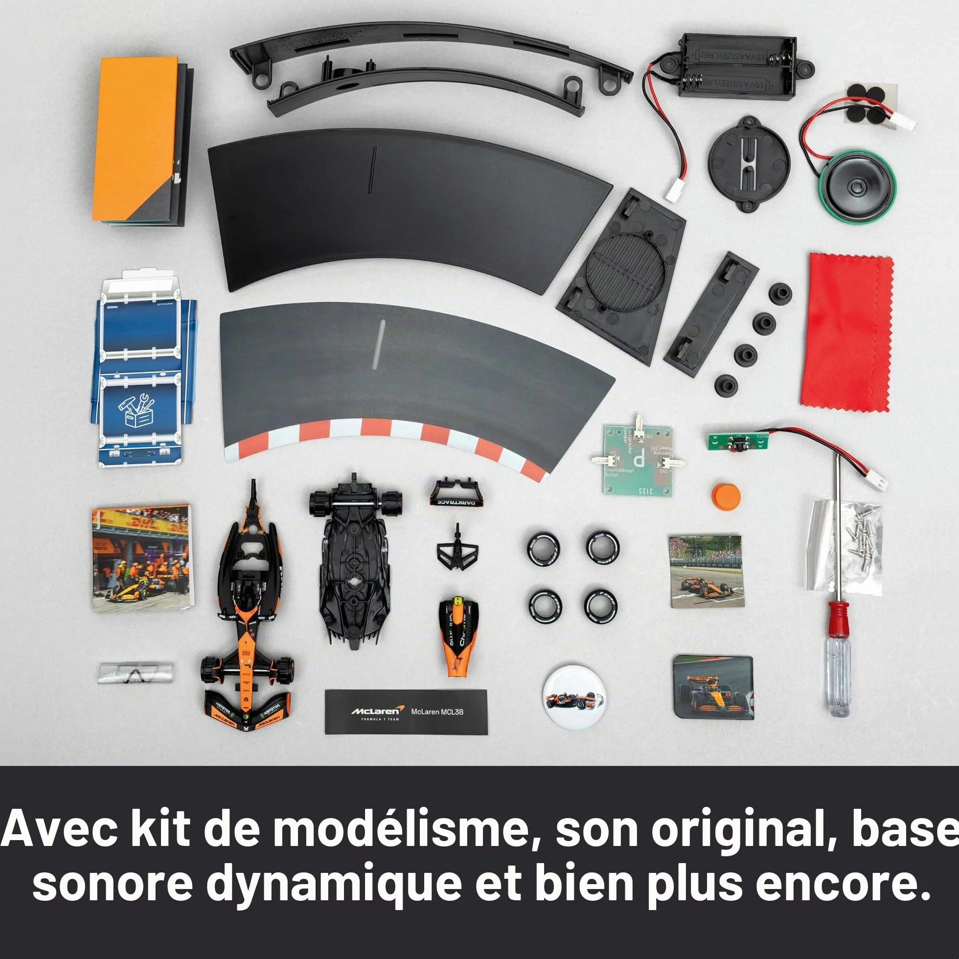 FRANZIS McLaren Racing Calendrier de l'Avent 2025 1:43 avec module sonore et livre 52 pages