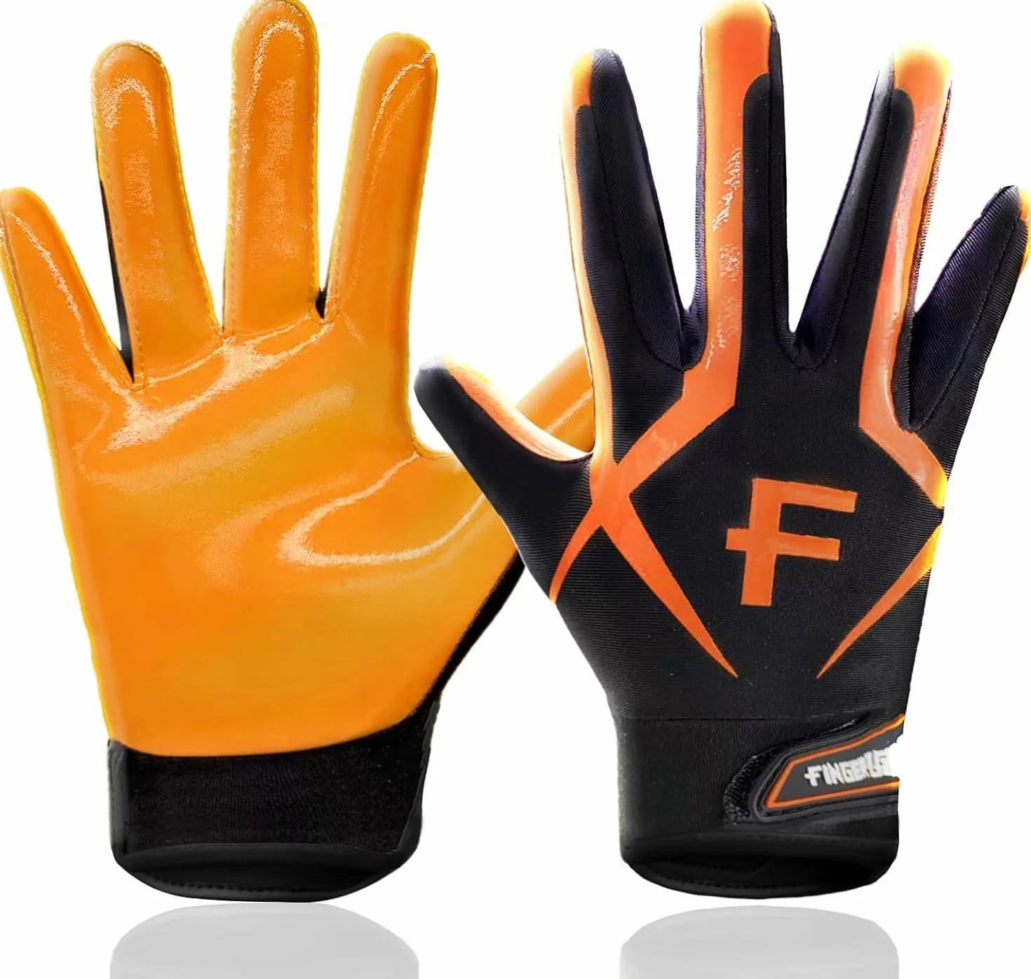 Gants de football américain antidérapants pour enfants – Protection imperméable élastique souple Orange 5-14 ans