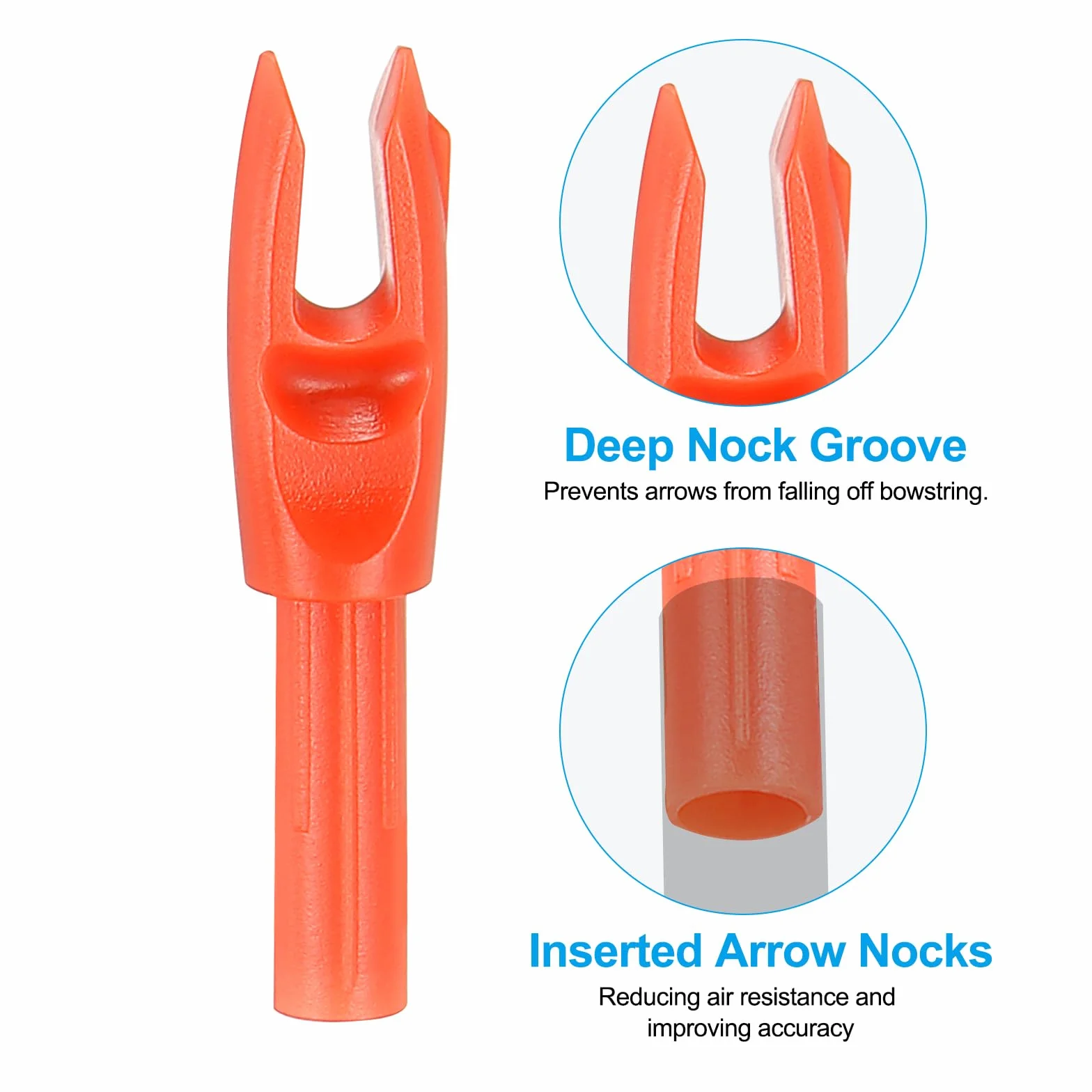 PATIKIL Encoches de Flèche d'Archerie 4,2 mm 0,165" 50 Pièces Insert Arrow Nock Replacement Orange