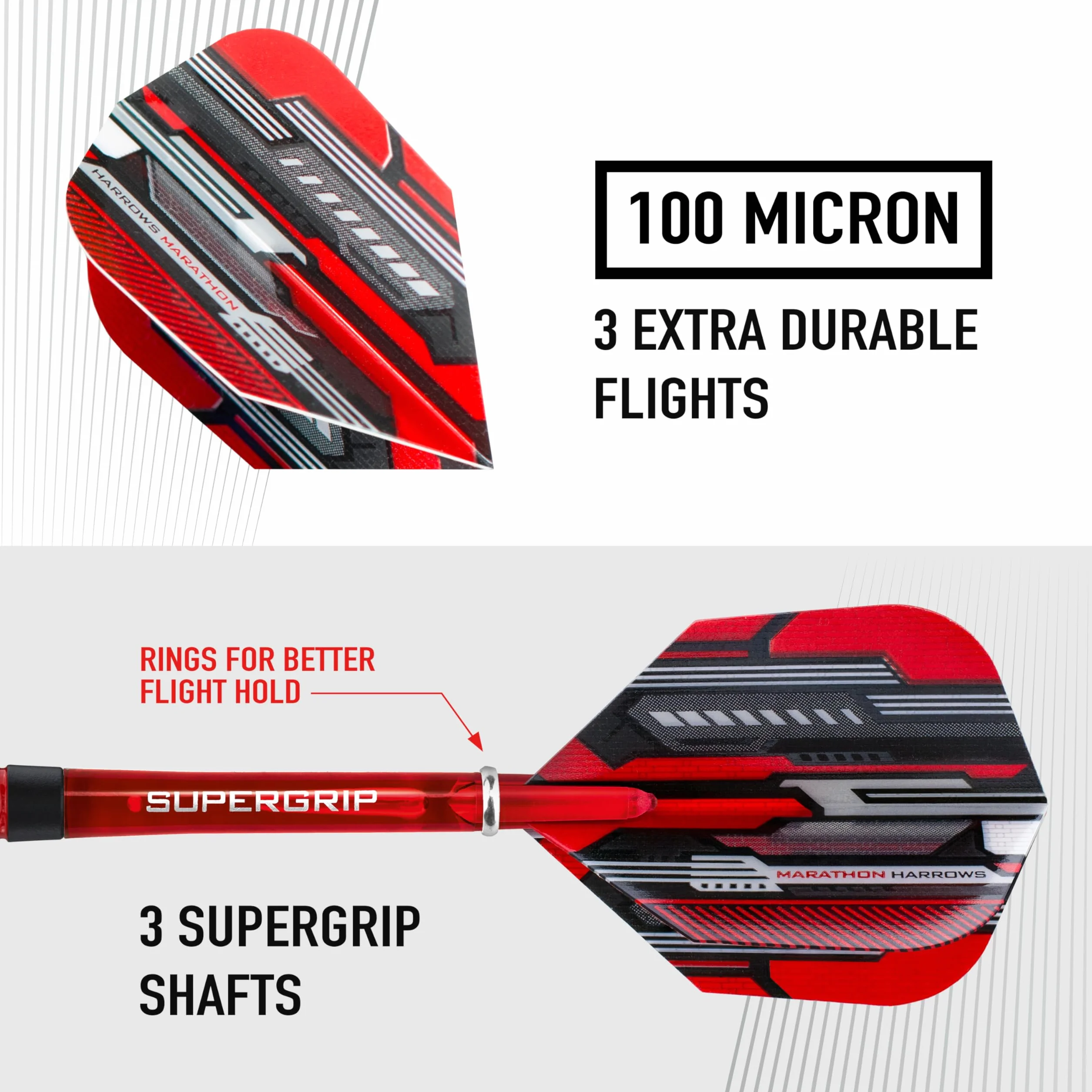 Harrows Ace Rubber Brass Soft Tip Darts Set 16g 18g - Tiges Supergrip, Volants Micron Marathon, Étui Voyage