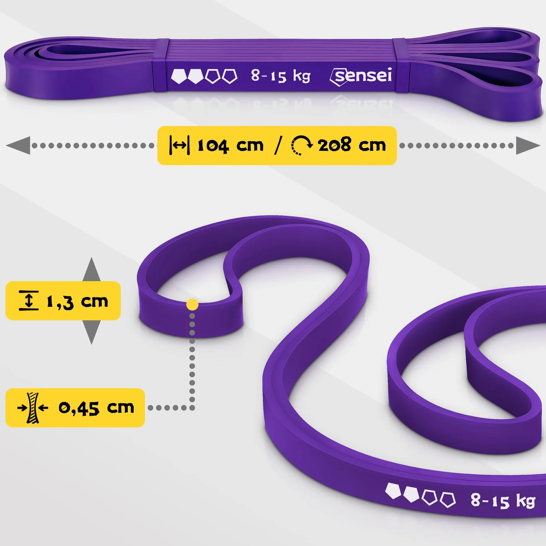SENSEI Bande Élastique Musculation Traction – Élastique Résistance Latex Naturel avec E-Book