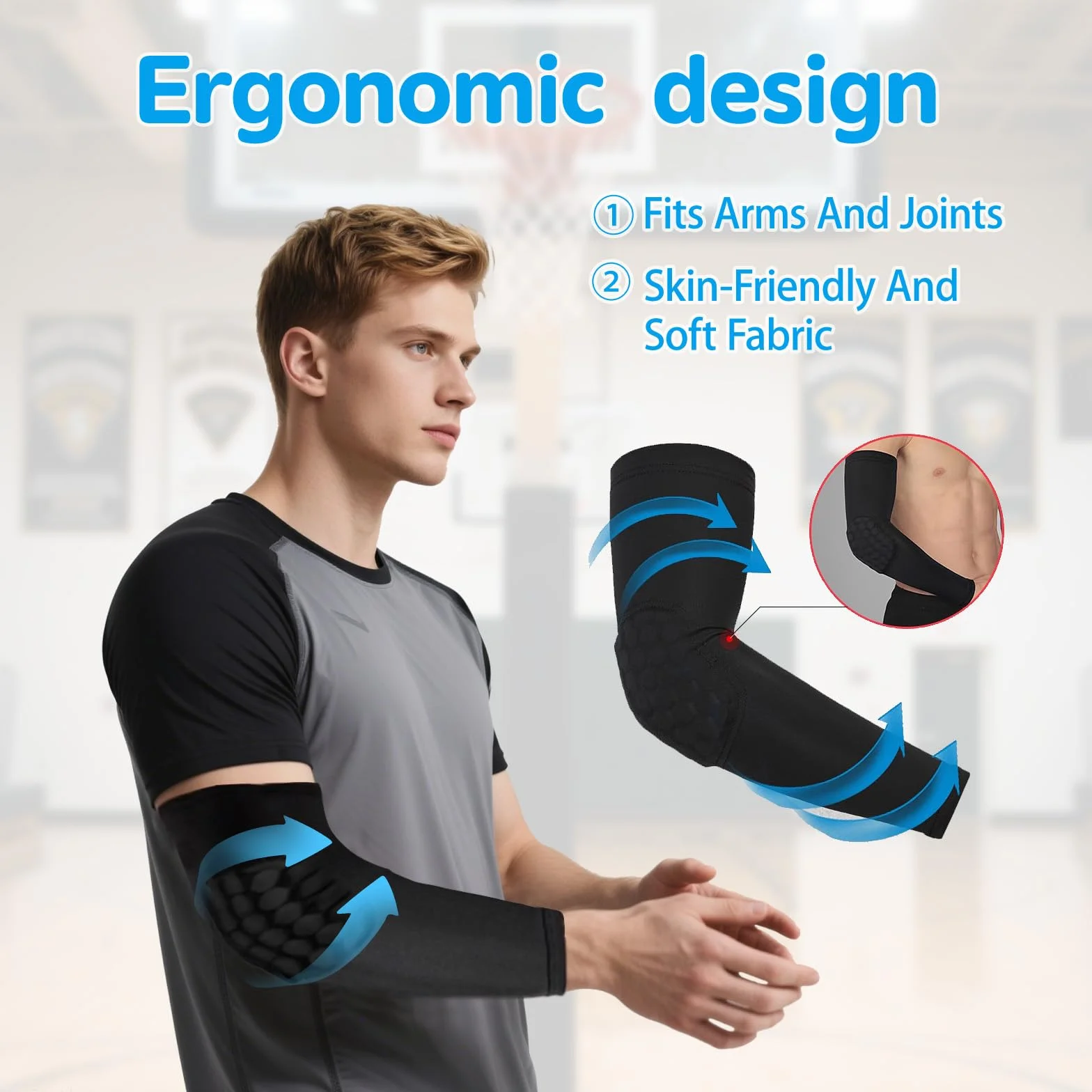 Coudiere Rembourré Manchon de Compression Bras Antidérapant Sport Protections Volleyball Football Basketball Handball 1Pair