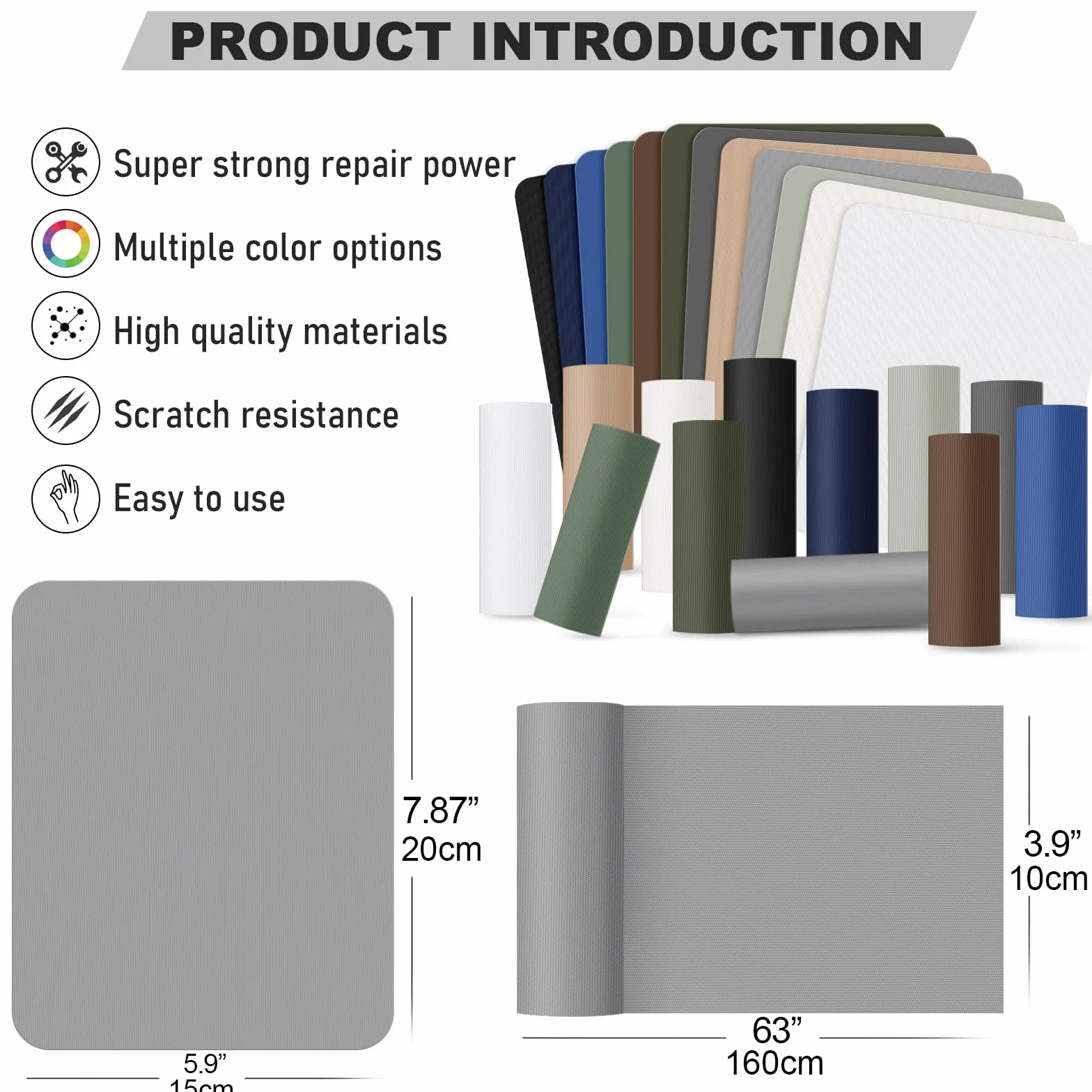 Patchs Autocollants en Nylon 8 pièces 20x15cm imperméable Noir pour tentes