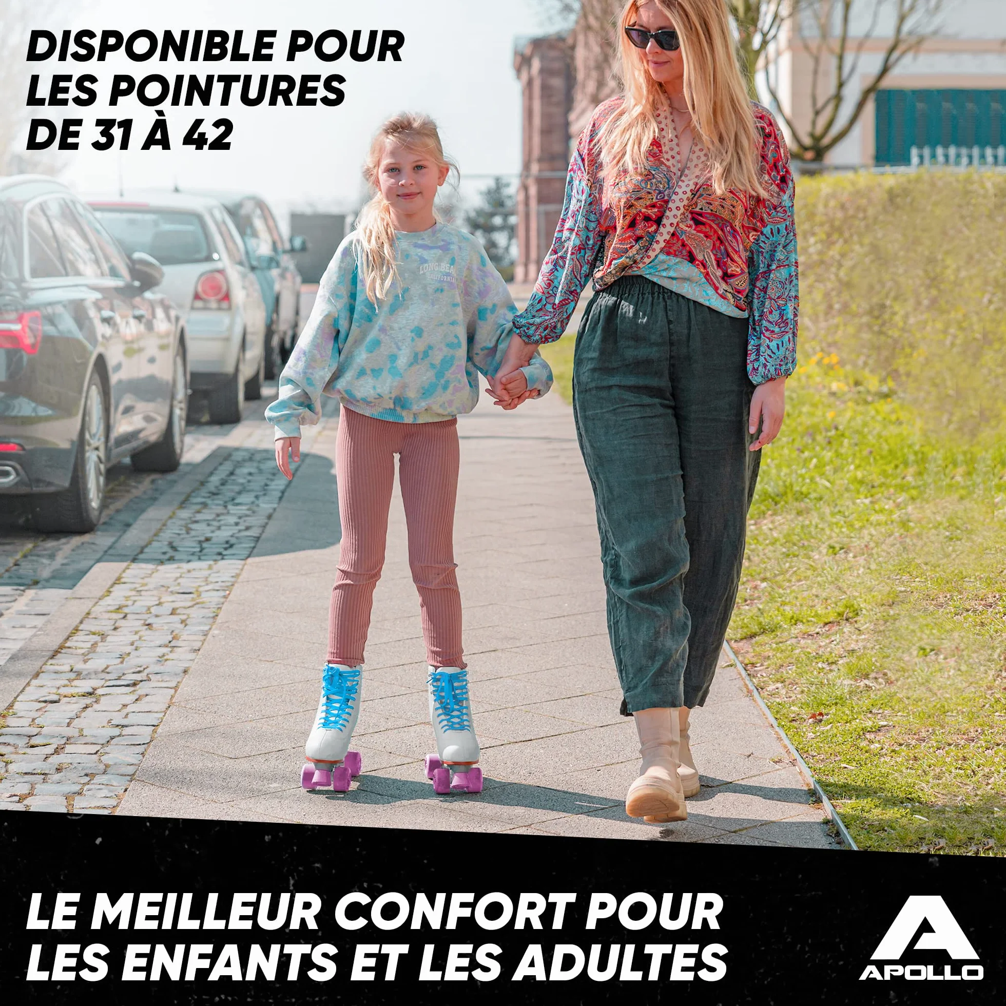 Apollo Patins à roulettes Fille Garçon 4 Roues 3 Tailles Réglables 31-42