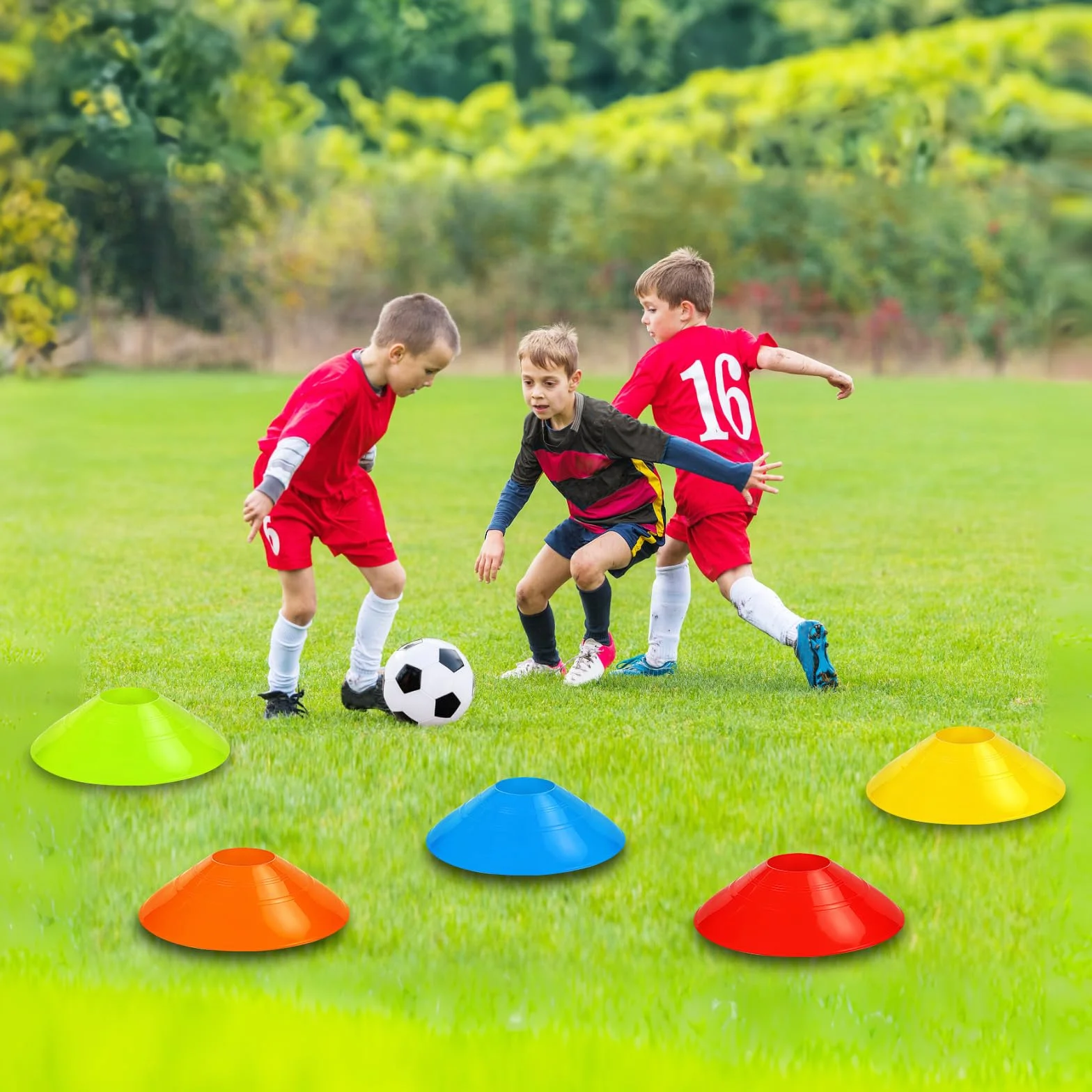 Plots de Marquage Football 50 Plots Entraînement avec Poignée Sac Filet