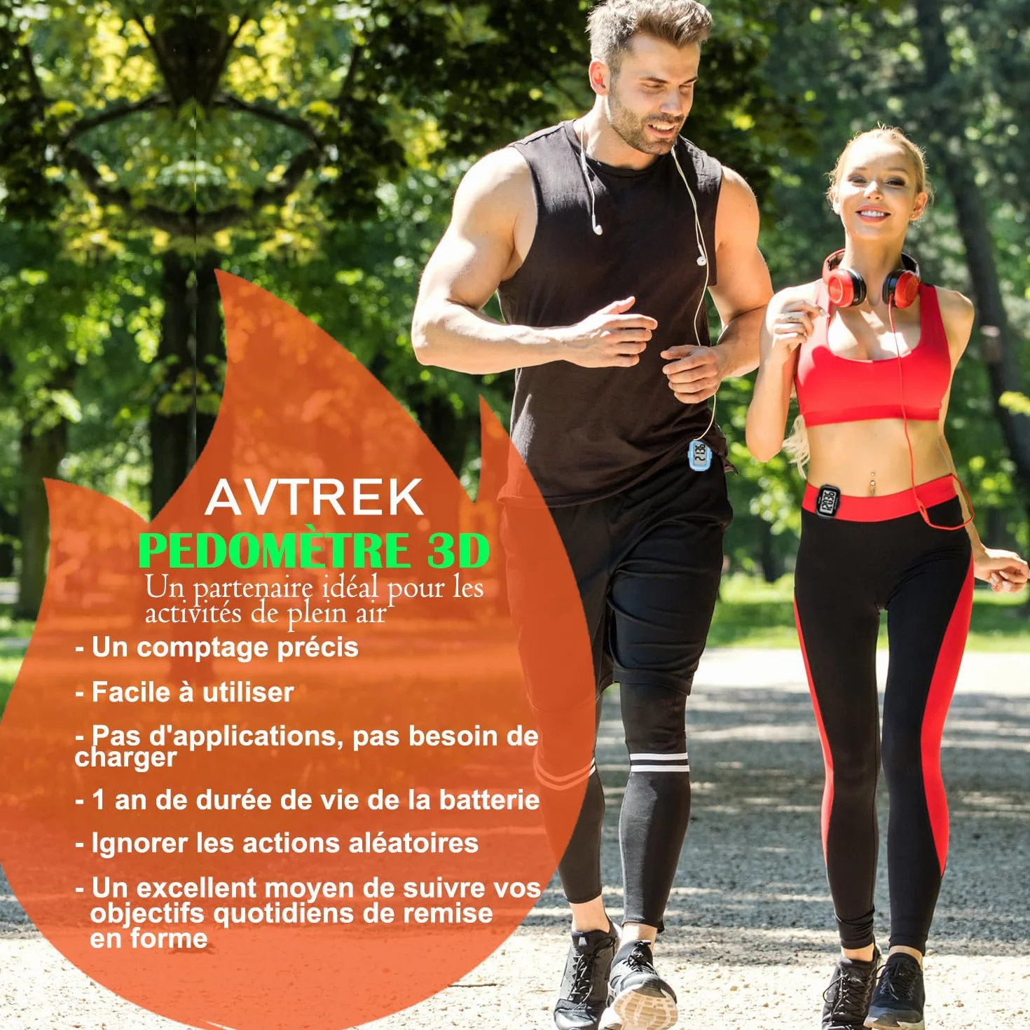 AVTREK Compteur de Pas 3D précis pour Marche écran géant podomètre numérique Course Affichage Temps rétroéclairage LED